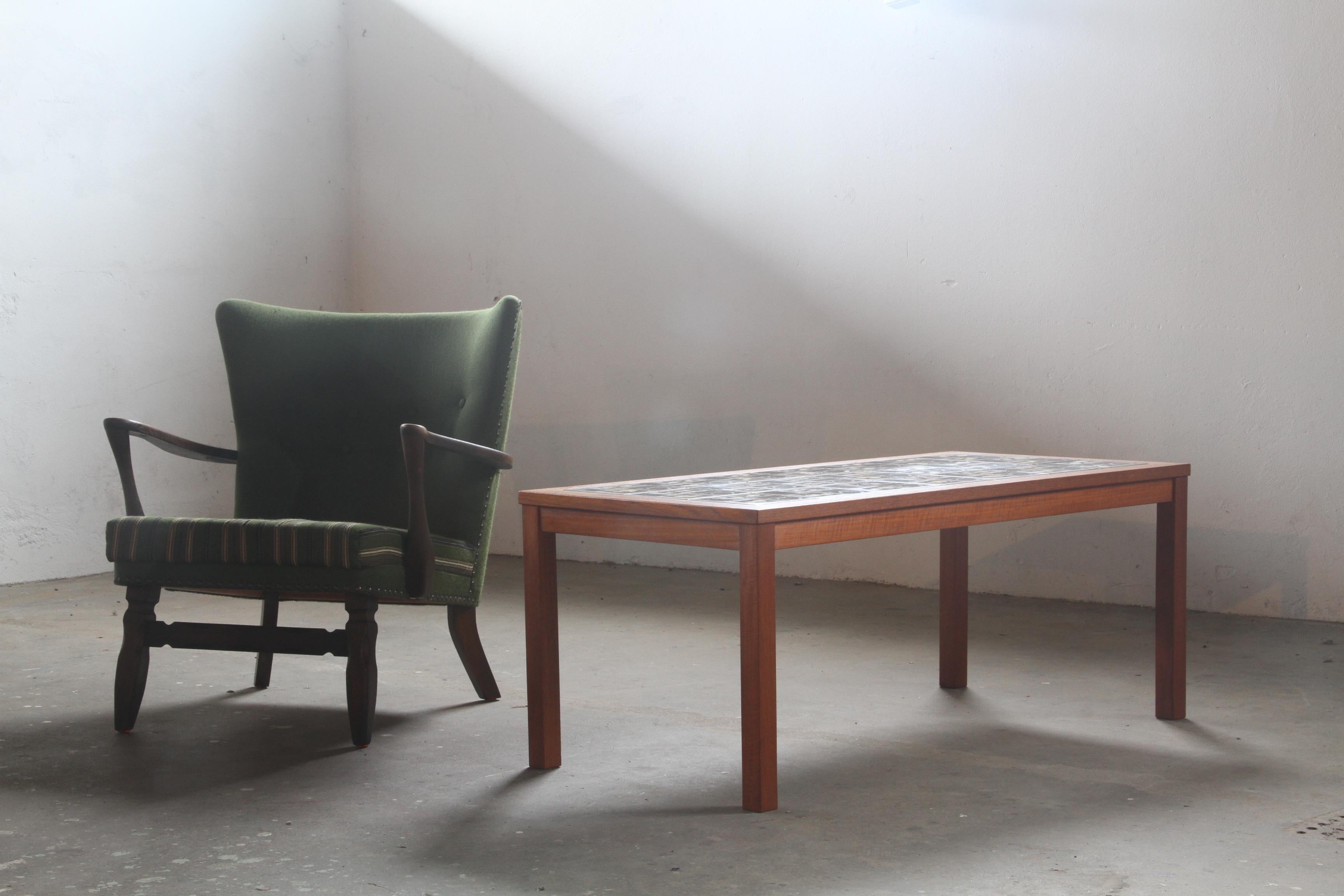 Danish Teak Coffee Table with Ceramic Tile Top, 1960s For Sale 1