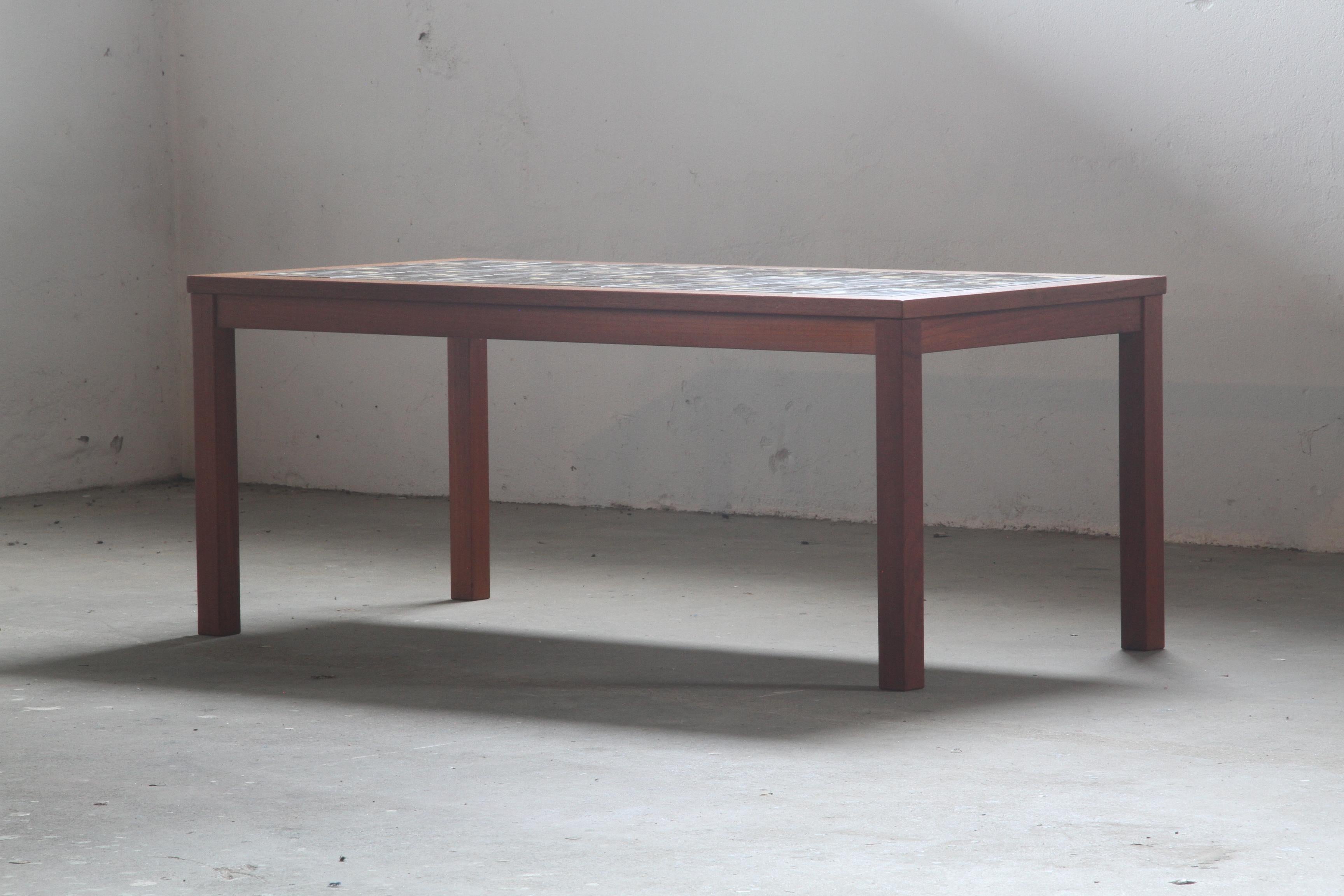 Danish Teak Coffee Table with Ceramic Tile Top, 1960s For Sale 3