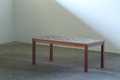 Danish Teak Coffee Table with Ceramic Tile Top, 1960s mid century modern