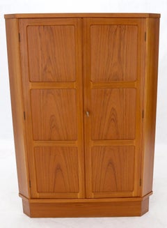 Danish Teak Corner Storage Liquor Cabinet Bar