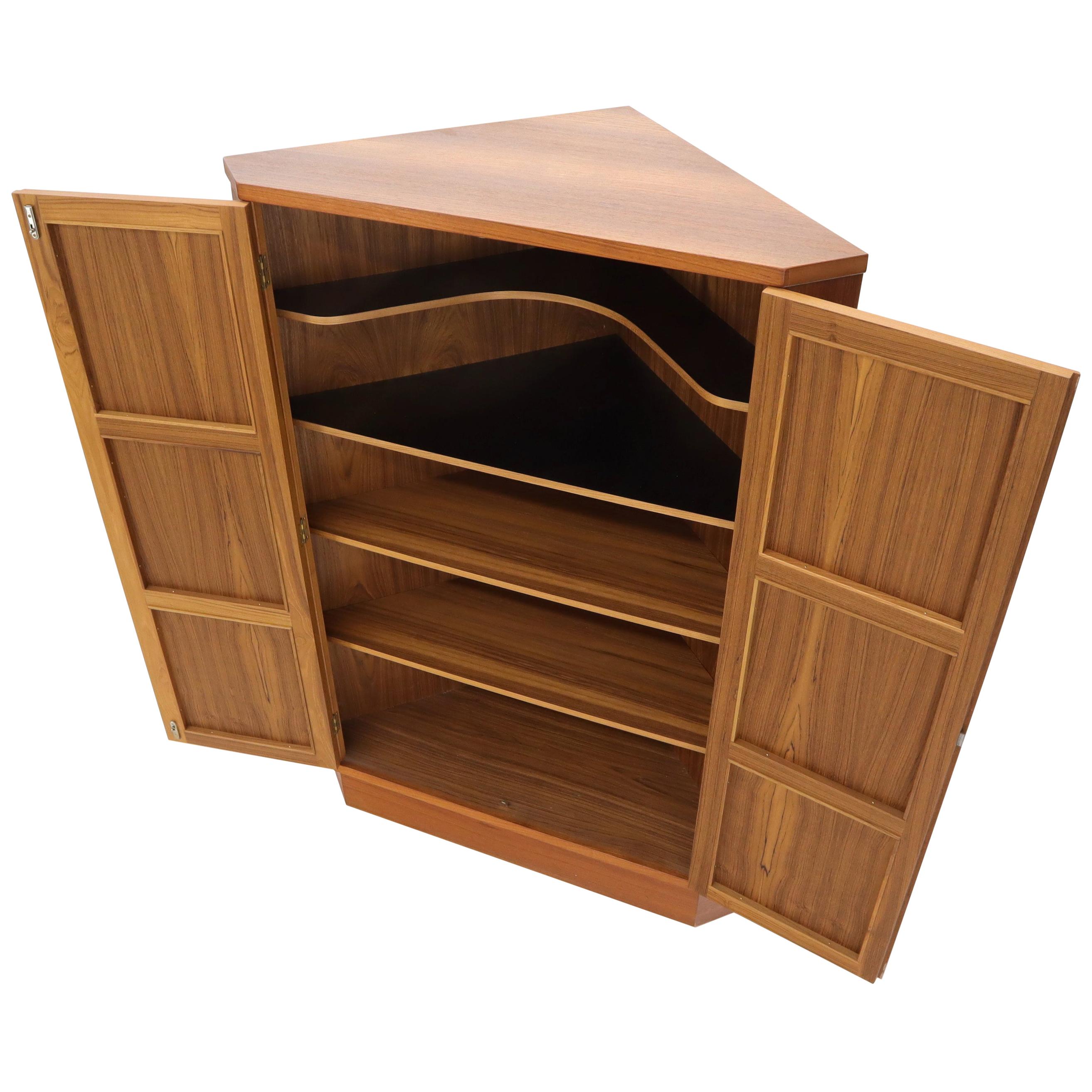 Danish Teak Corner Storage Liquor Cabinet Bar For Sale