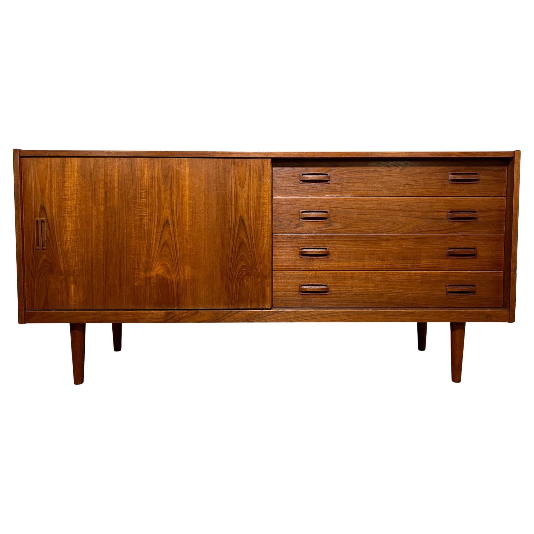 Scandinavian Design Teak Credenza with Hutch, Denmark at 1stDibs