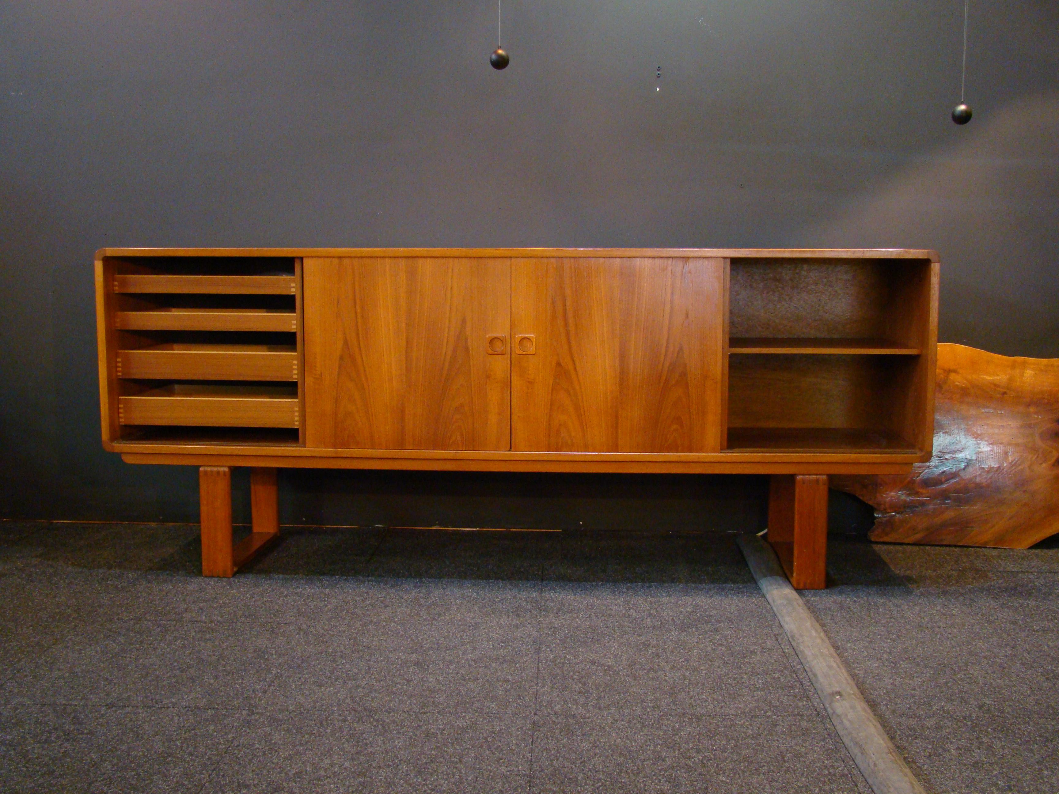 Scandinavian Modern Danish Teak Credenza with Dovetailed Runners by Klausen and Son, circa 1969