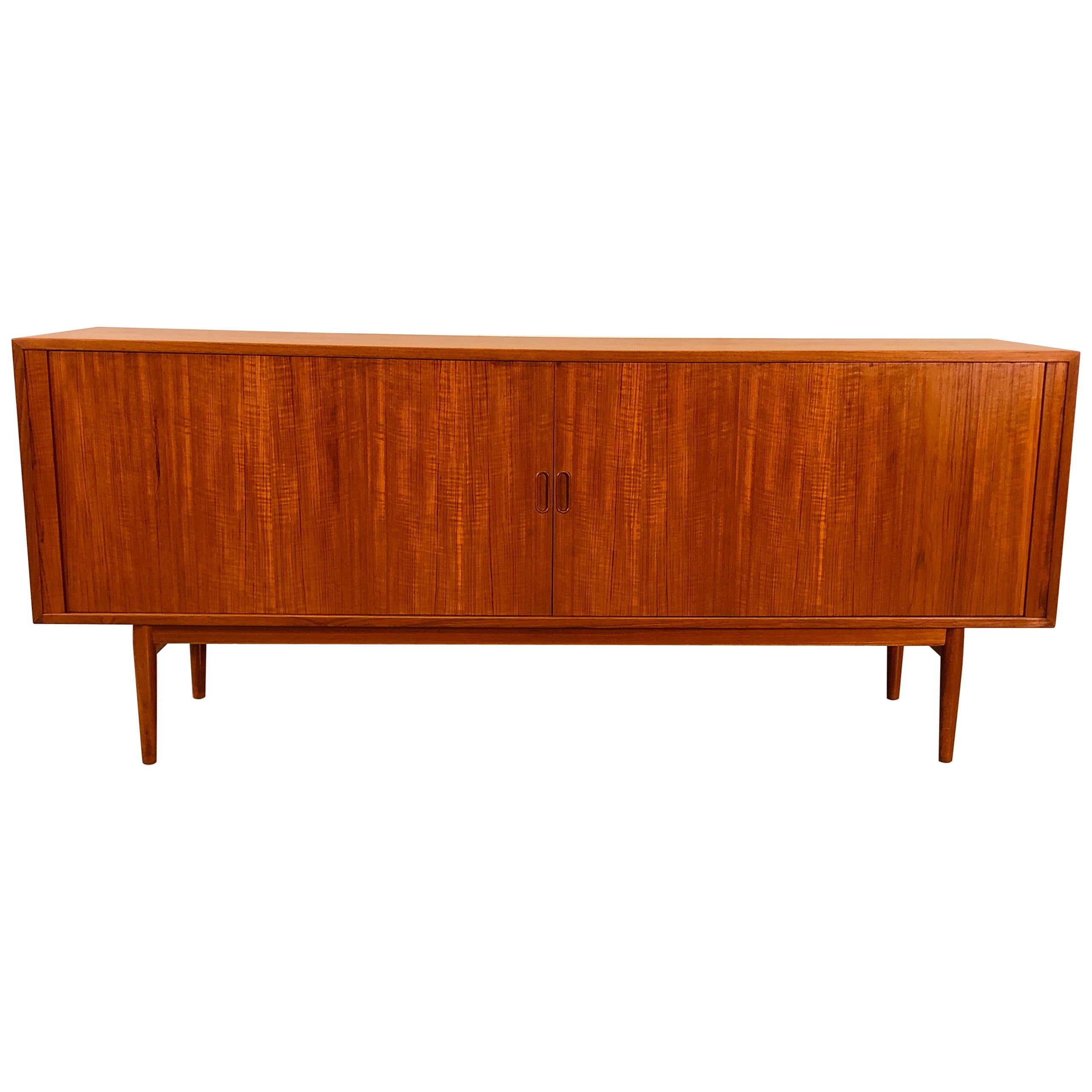 Danish Teak Credenza with Tambour Doors by Arne Vodder for Sibast Furniture For Sale