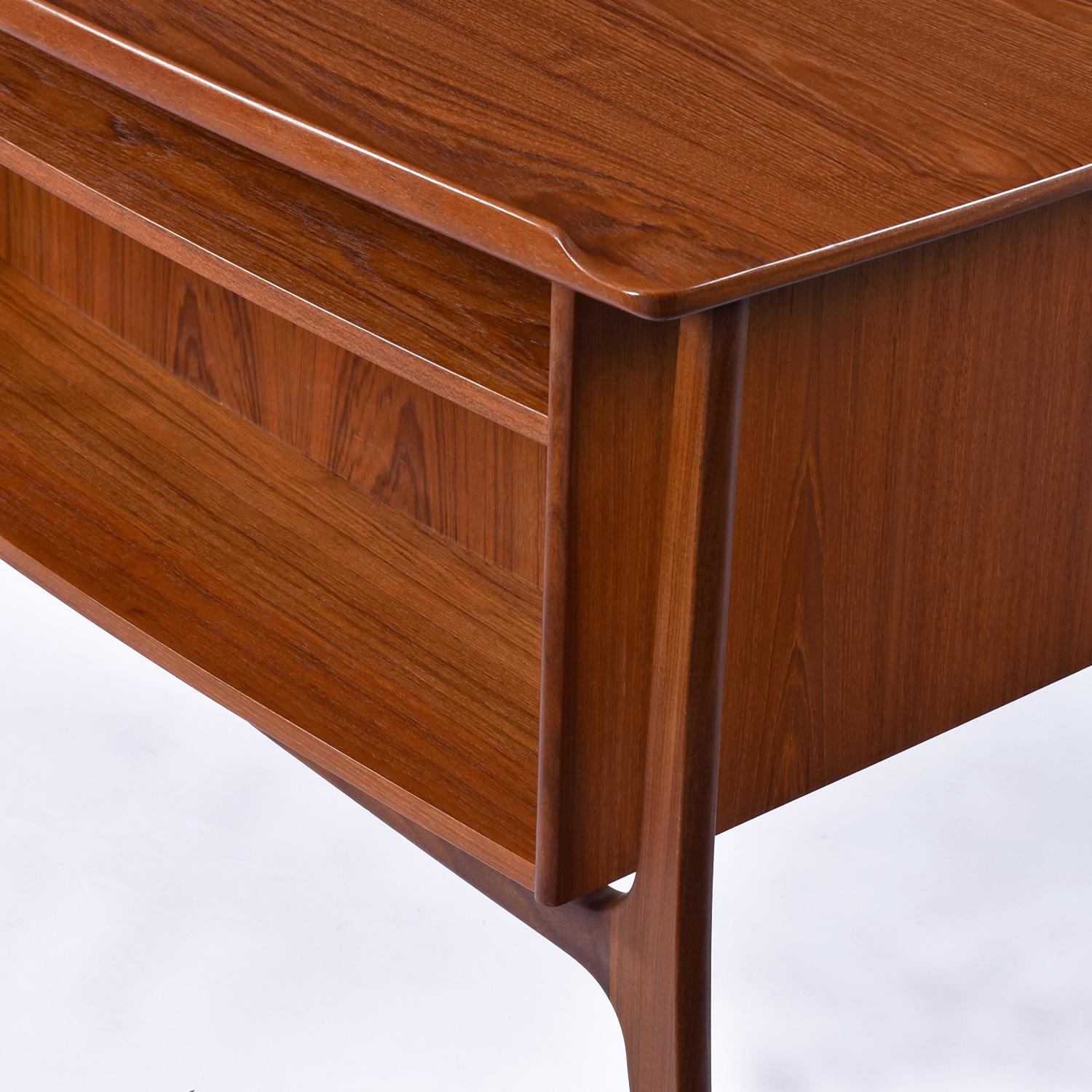 Mid-20th Century Danish Teak Curved Top Desk with Bookcase Cabinet by Svend Madsen for HP Hansen