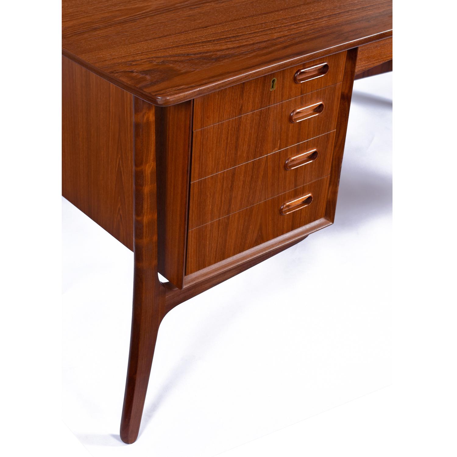 Danish Teak Curved Top Desk with Bookcase Cabinet by Svend Madsen for HP Hansen 1