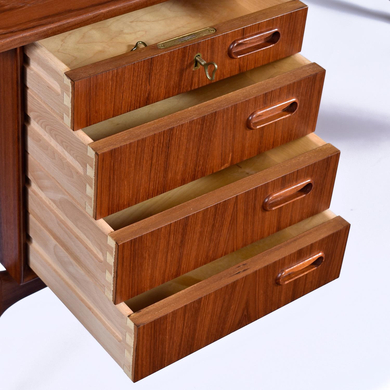 Danish Teak Curved Top Desk with Bookcase Cabinet by Svend Madsen for HP Hansen 2