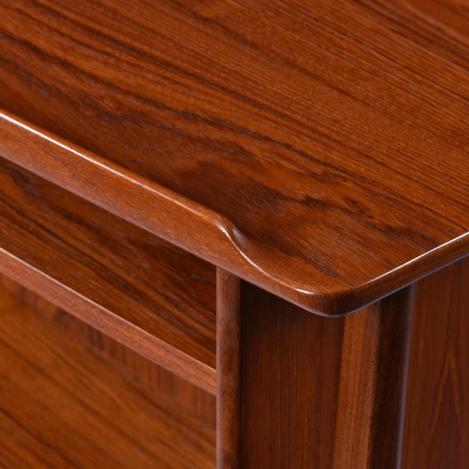Danish Teak Curved Top Desk with Bookcase Cabinet by Svend Madsen for HP Hansen 3