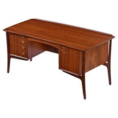 Danish Teak Curved Top Desk with Bookcase Cabinet by Svend Madsen for HP Hansen
