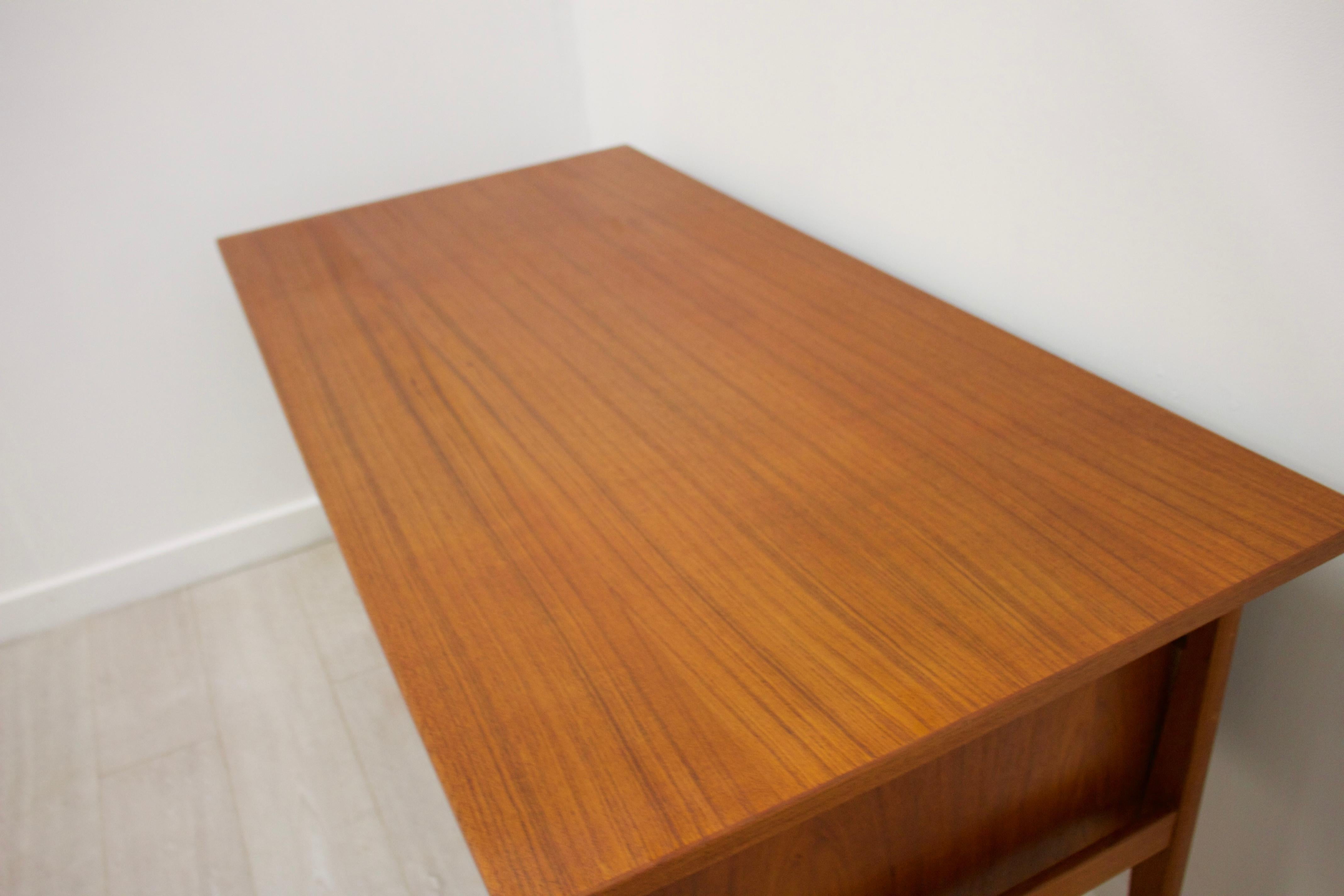 Veneer Danish Teak Desk, 1960s