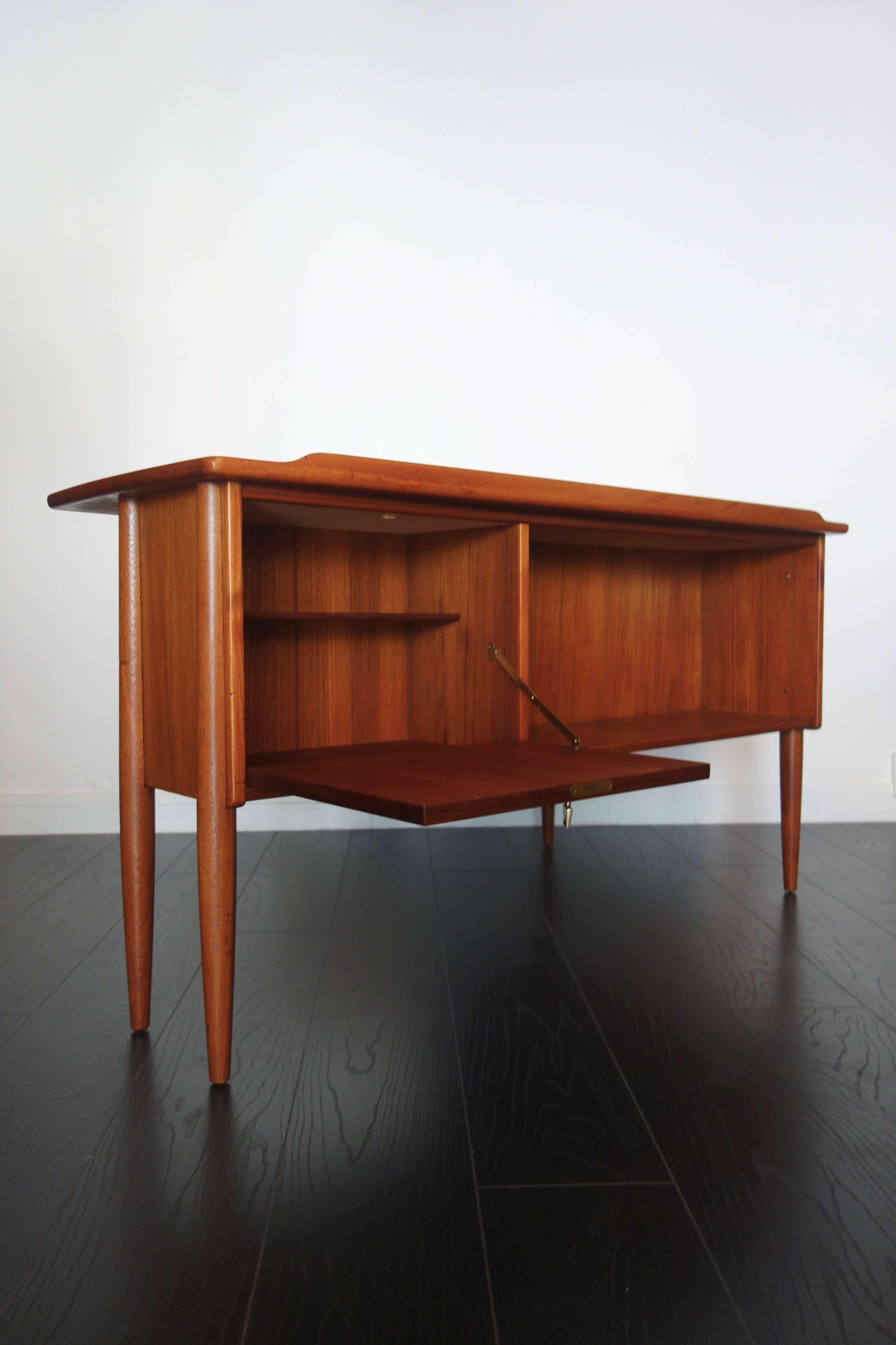 Varnished Danish Teak Desk by Peter Løvig Nielsen, 1960s