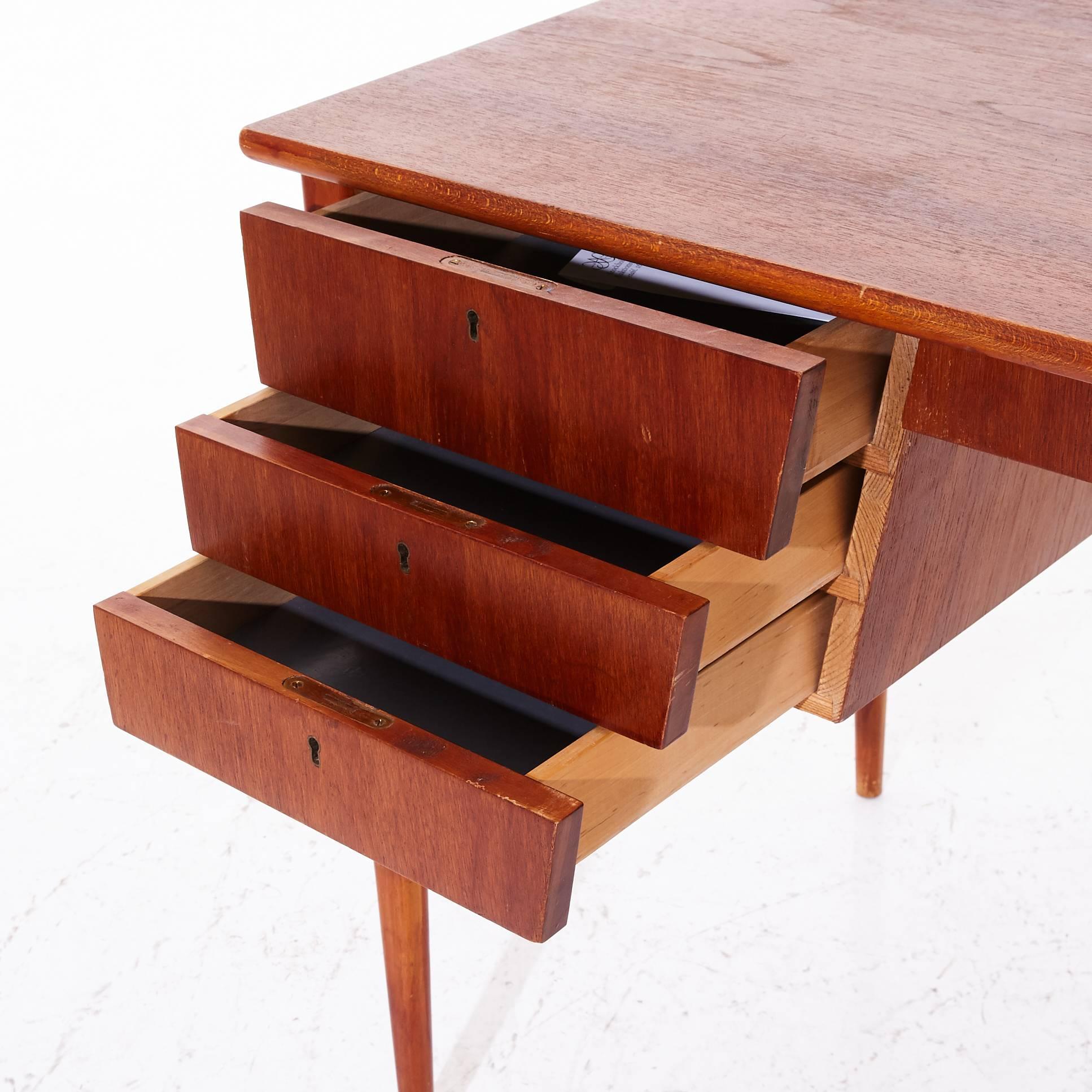 Woodwork Danish Teak Desk, Severin Hansen, Cabinetmaker, 1950s For Sale