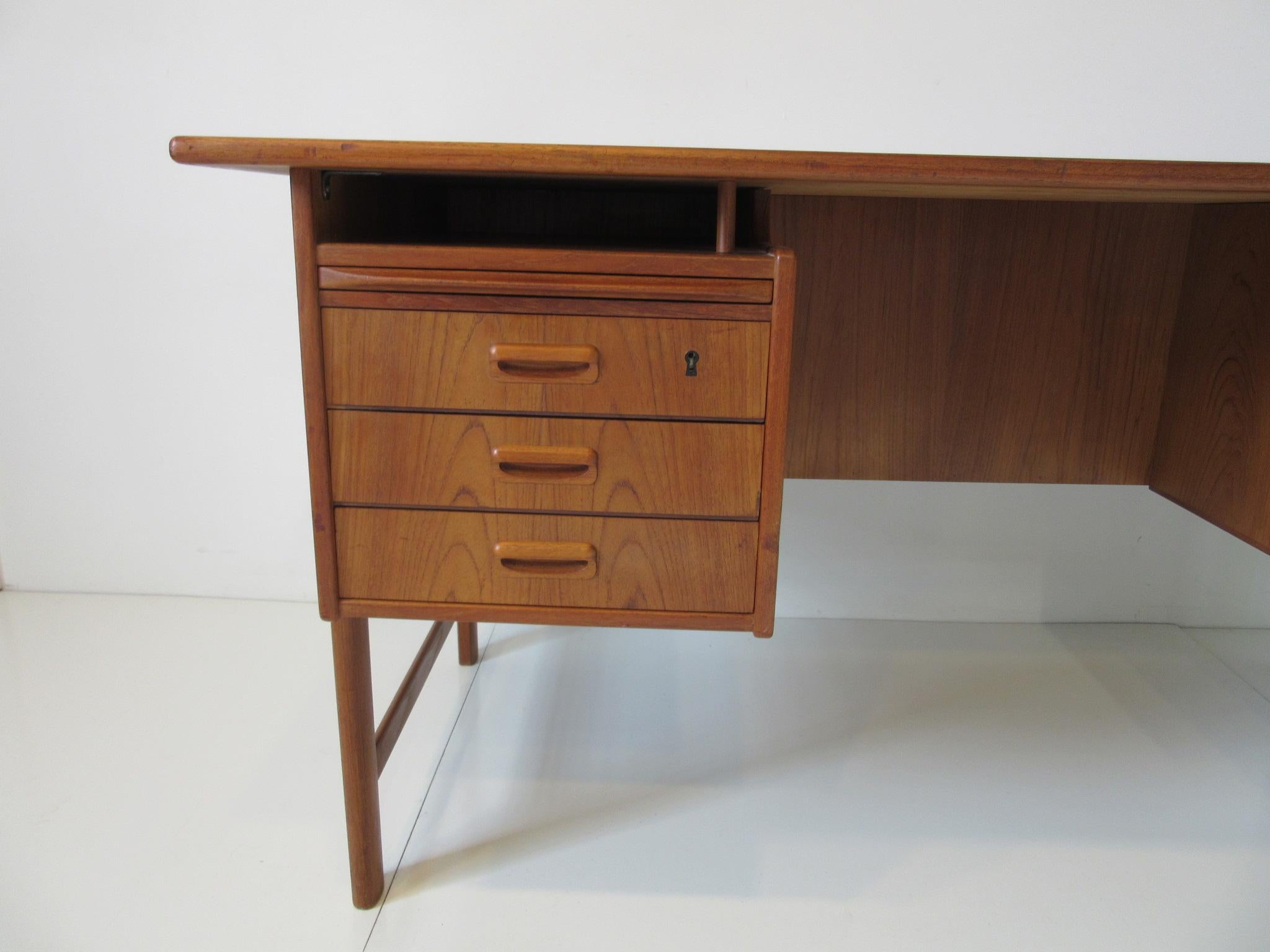 Adam Style Danish Teak Desk with Bookcase in the Style of Vodder & Kai Kristiansen