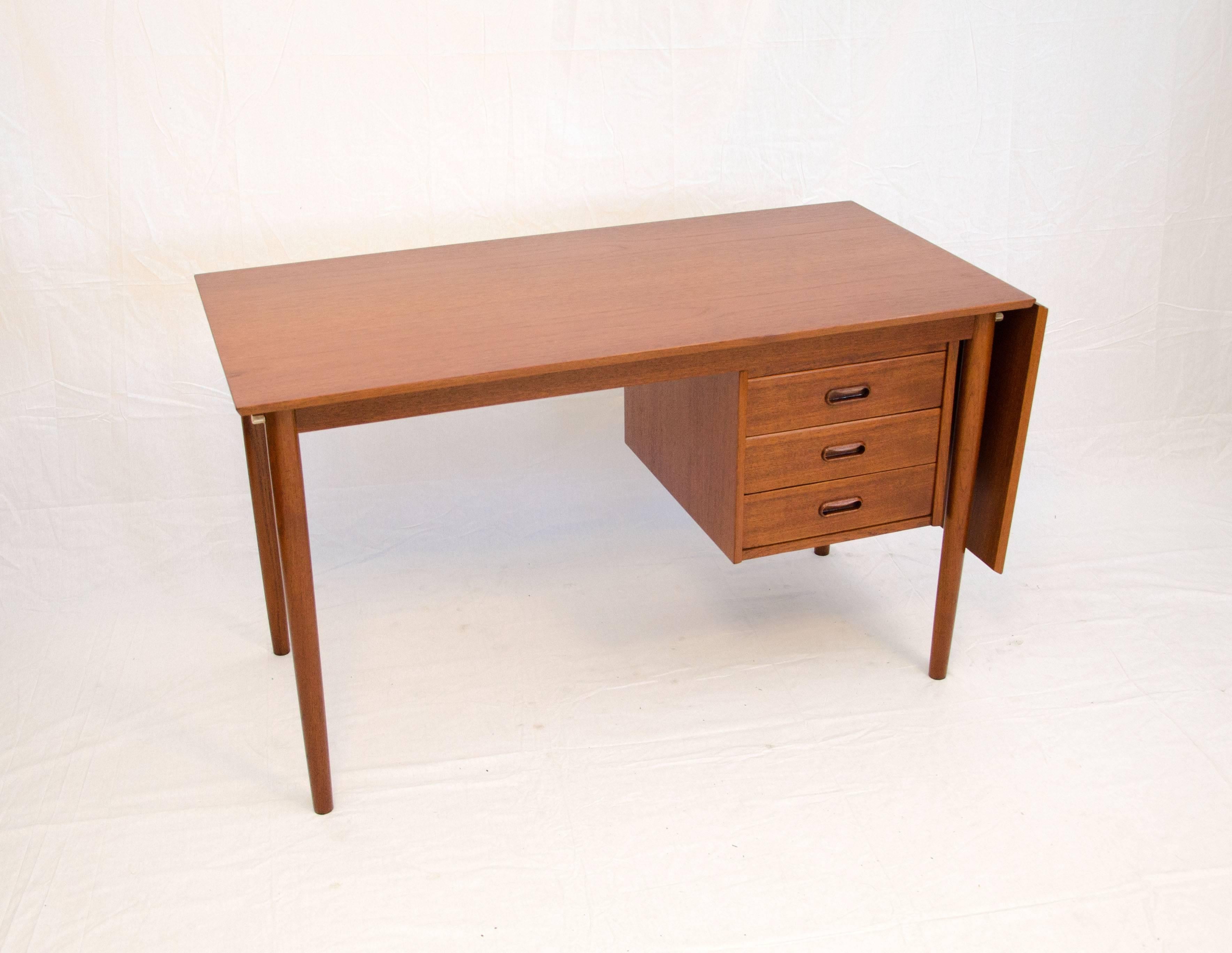 Scandinavian Modern Danish Teak Desk with Extension by Arne Vodder