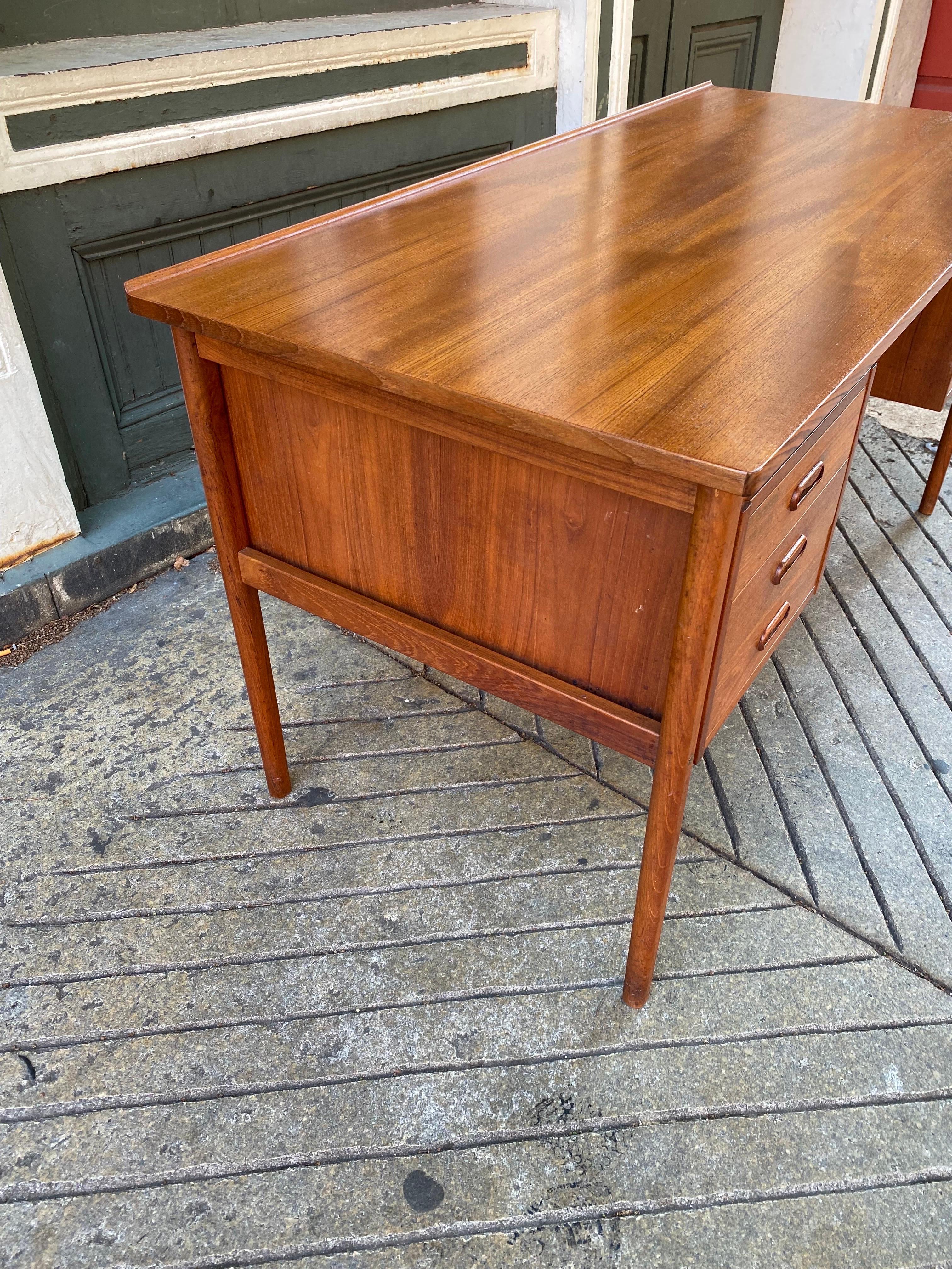 Danish Teak Desk with Front Bookcase In Good Condition In Philadelphia, PA