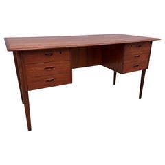 Danish Teak Desk with Front Bookcase