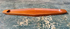Danish Teak Diamond Hor d'oeuvres Tray Centerpiece Cheese Sushi Geometric Dish