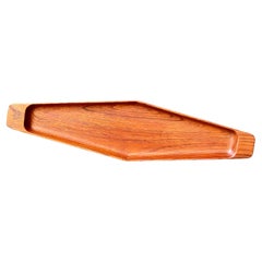 Vintage Danish Teak Diamond Hor d'oeuvres Tray Centerpiece Cheese Sushi Geometric Dish