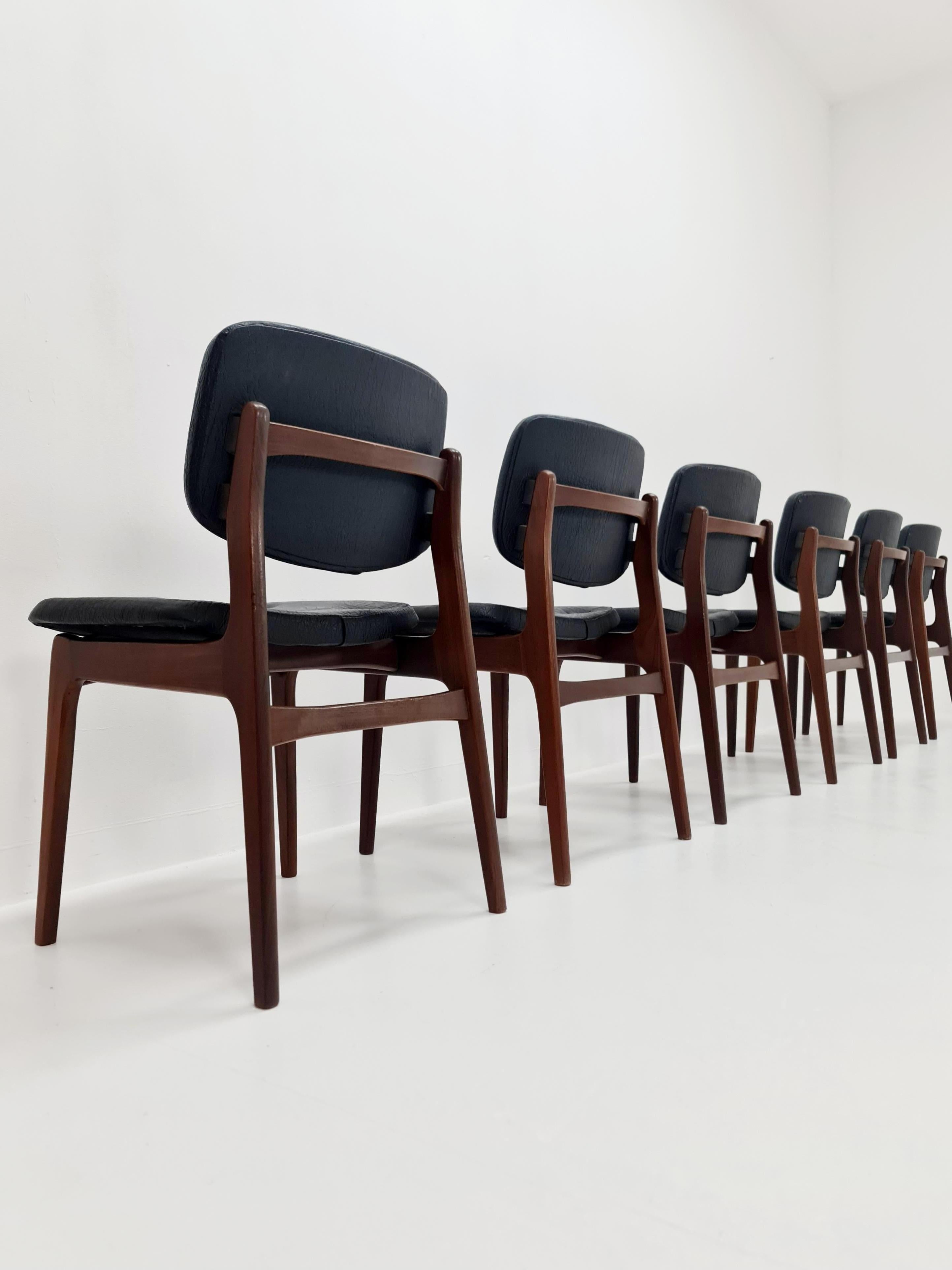 Teak danese  sedie da pranzo   Anni '60, set di 6 in vendita 3