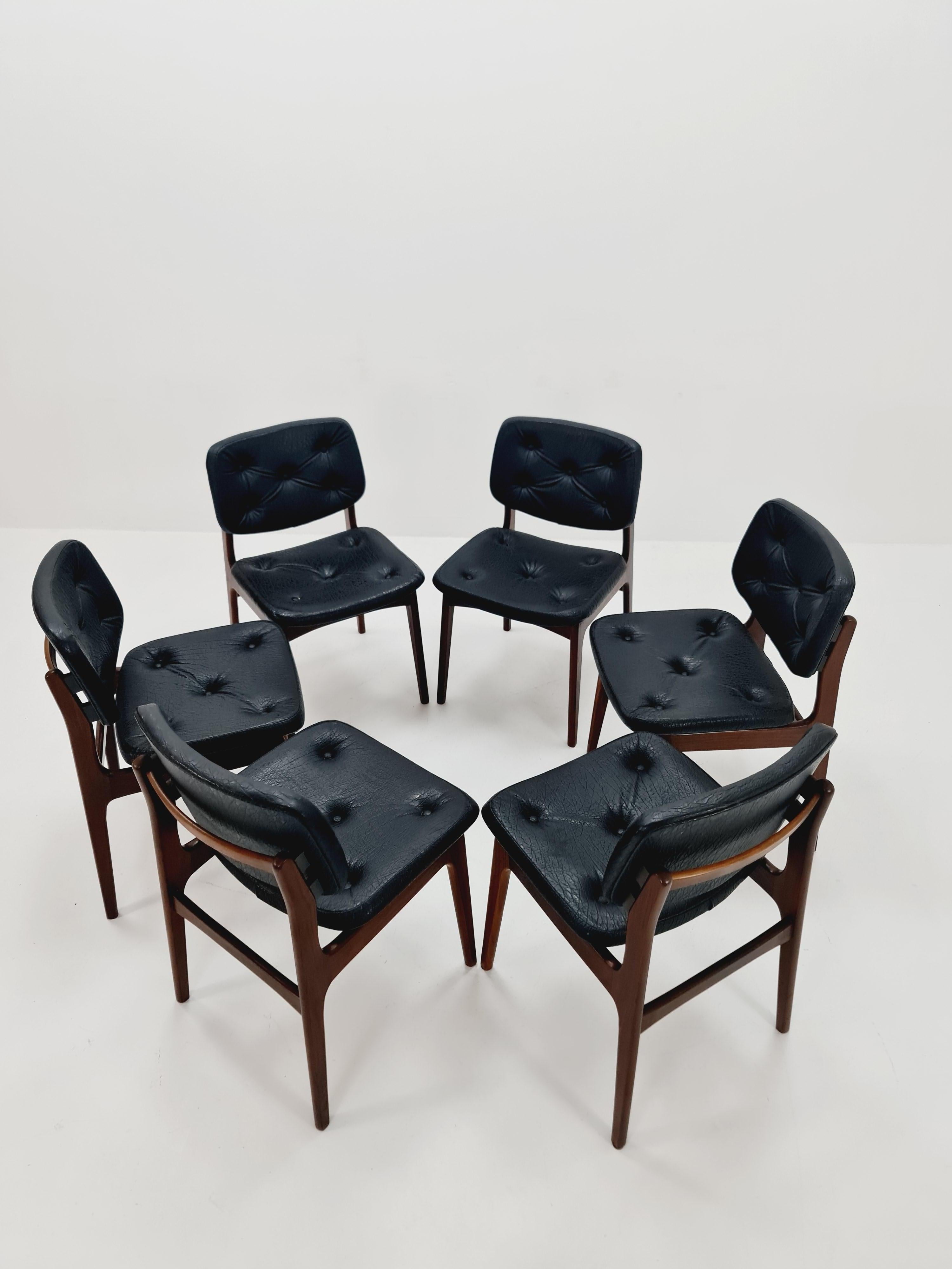 Teak danese  sedie da pranzo   Anni '60, set di 6 in vendita 6