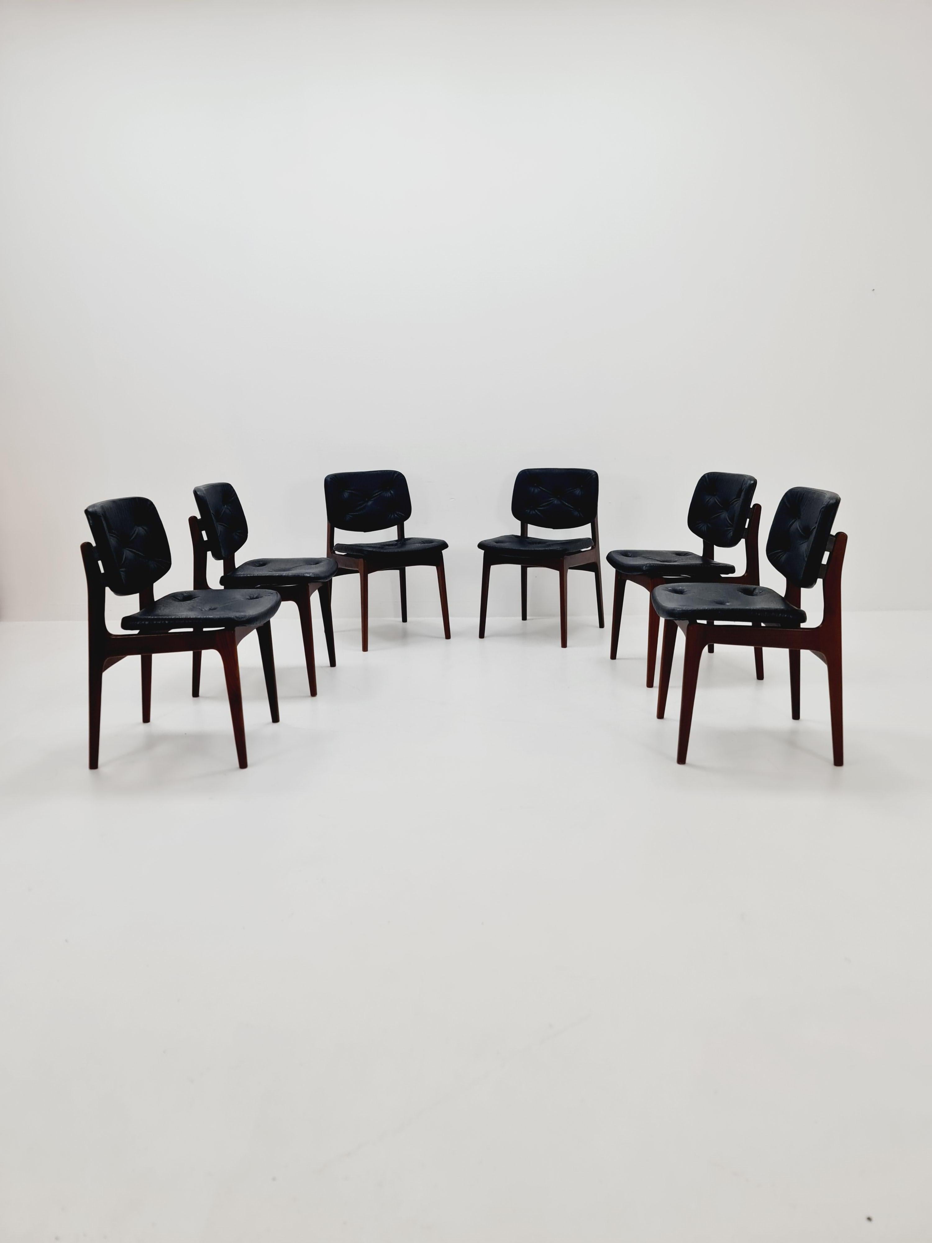 Mid-Century moderno Teak danese  sedie da pranzo   Anni '60, set di 6 in vendita
