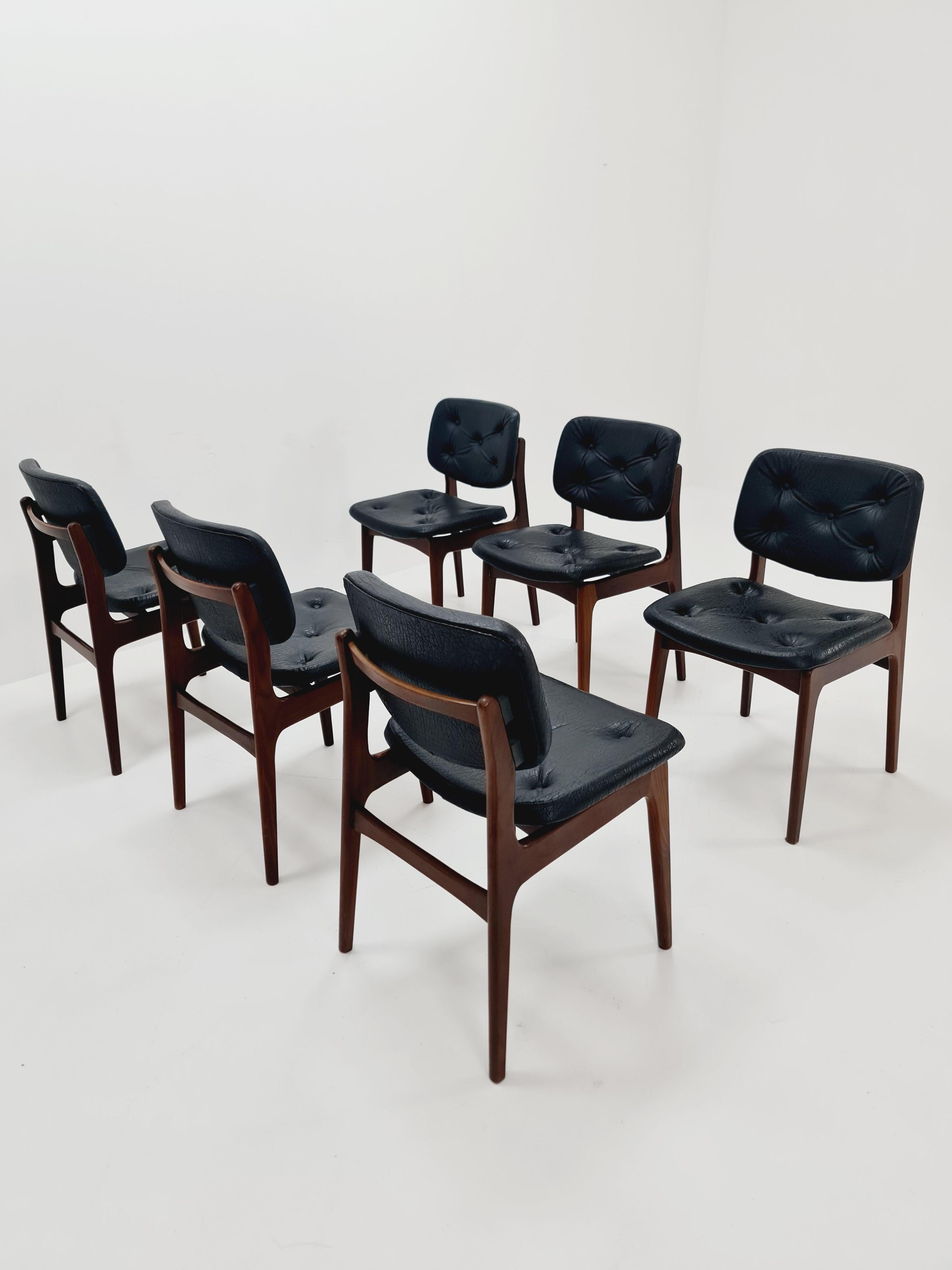Teak danese  sedie da pranzo   Anni '60, set di 6 in vendita 1