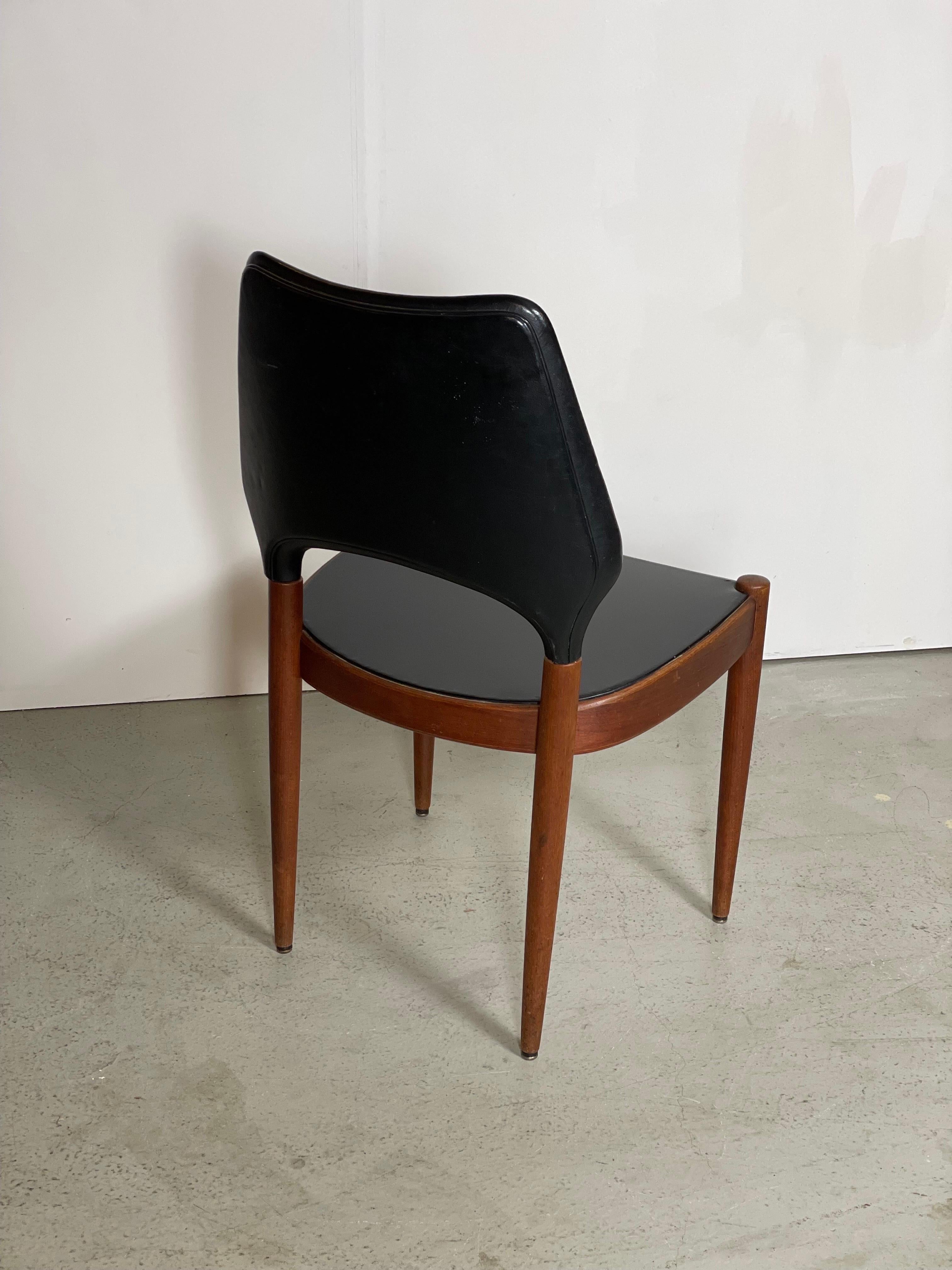 Faux Leather Danish Teak Dining Chairs by Arne Hovmand Olsen for Mogens Kold For Sale