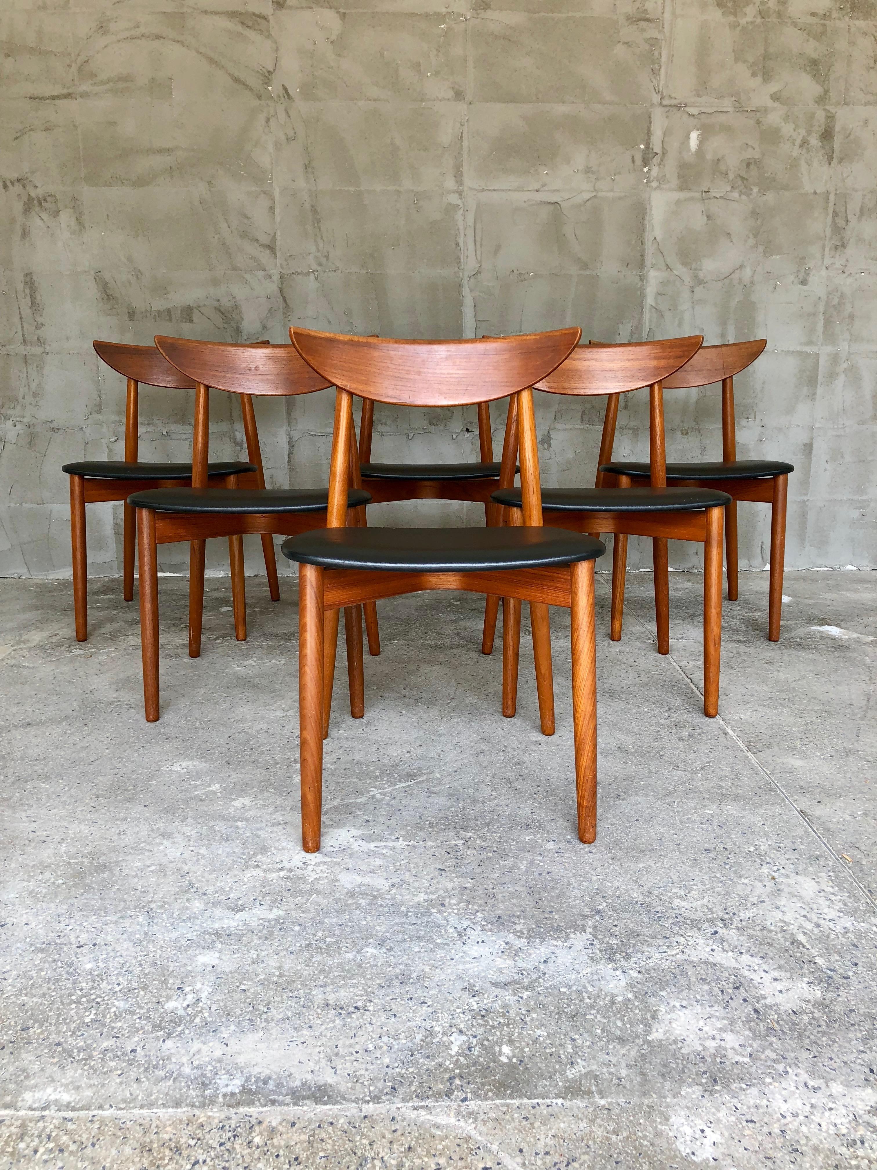 Scandinavian Modern Danish Teak Dining Chairs by Harry Ostergaard, 1960s Set of Six For Sale