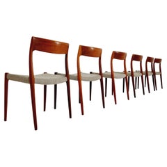 Danish teak Dining Chairs by Niels O. Moller , model 7 , set of 6 , 1960s