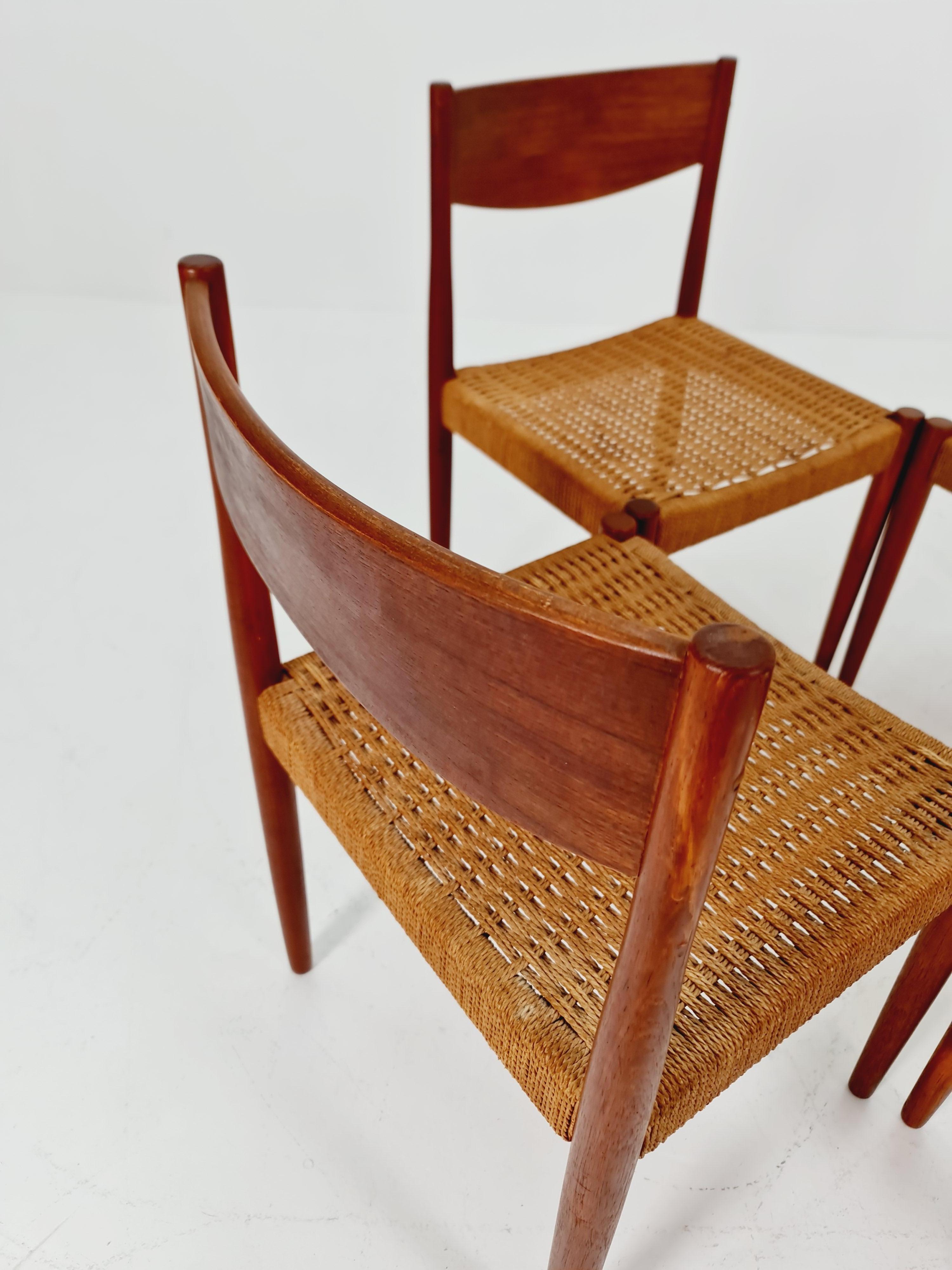 Sedie da pranzo danesi in teak di Poul Volther per Frem Rojle Frem 1960, set di 4 pezzi in vendita 5