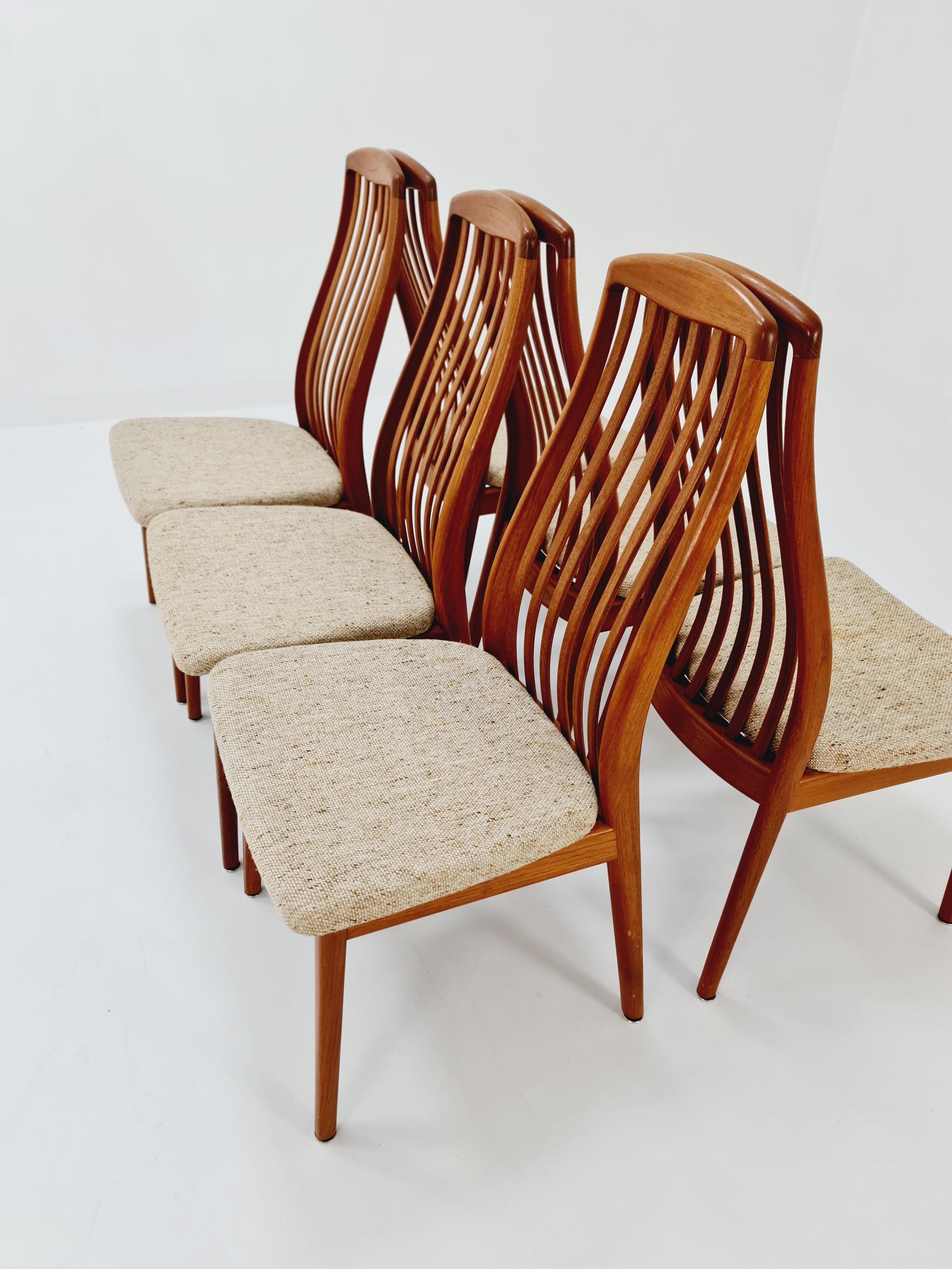 Sedie da pranzo danesi in teak di Schou Andersen anni '60, set di 6 in vendita 3
