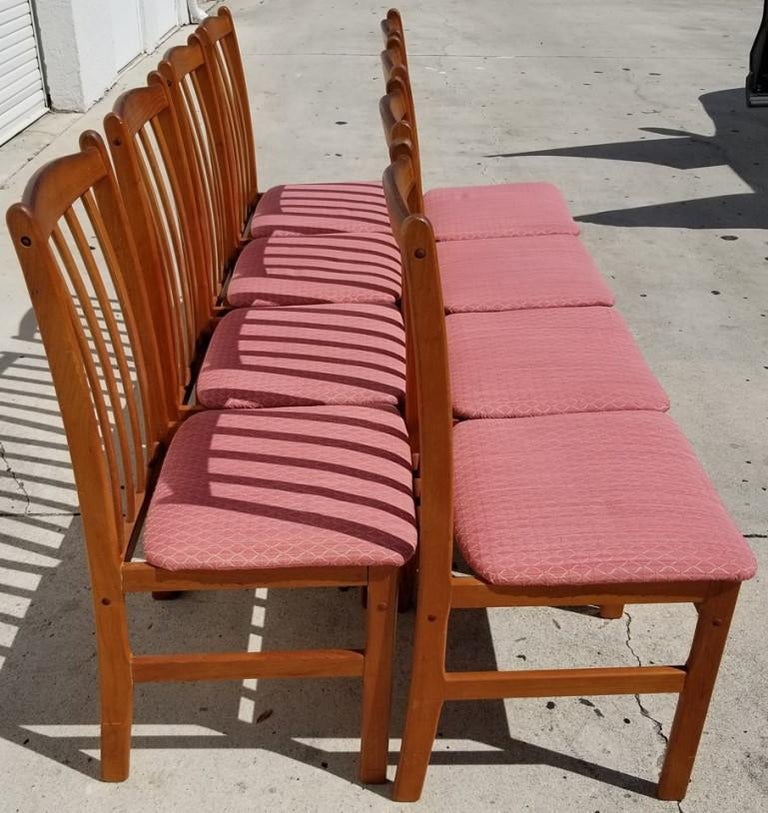 Danish Teak Dining Chairs Denmark by Hugo Fransden Set of 7 For Sale