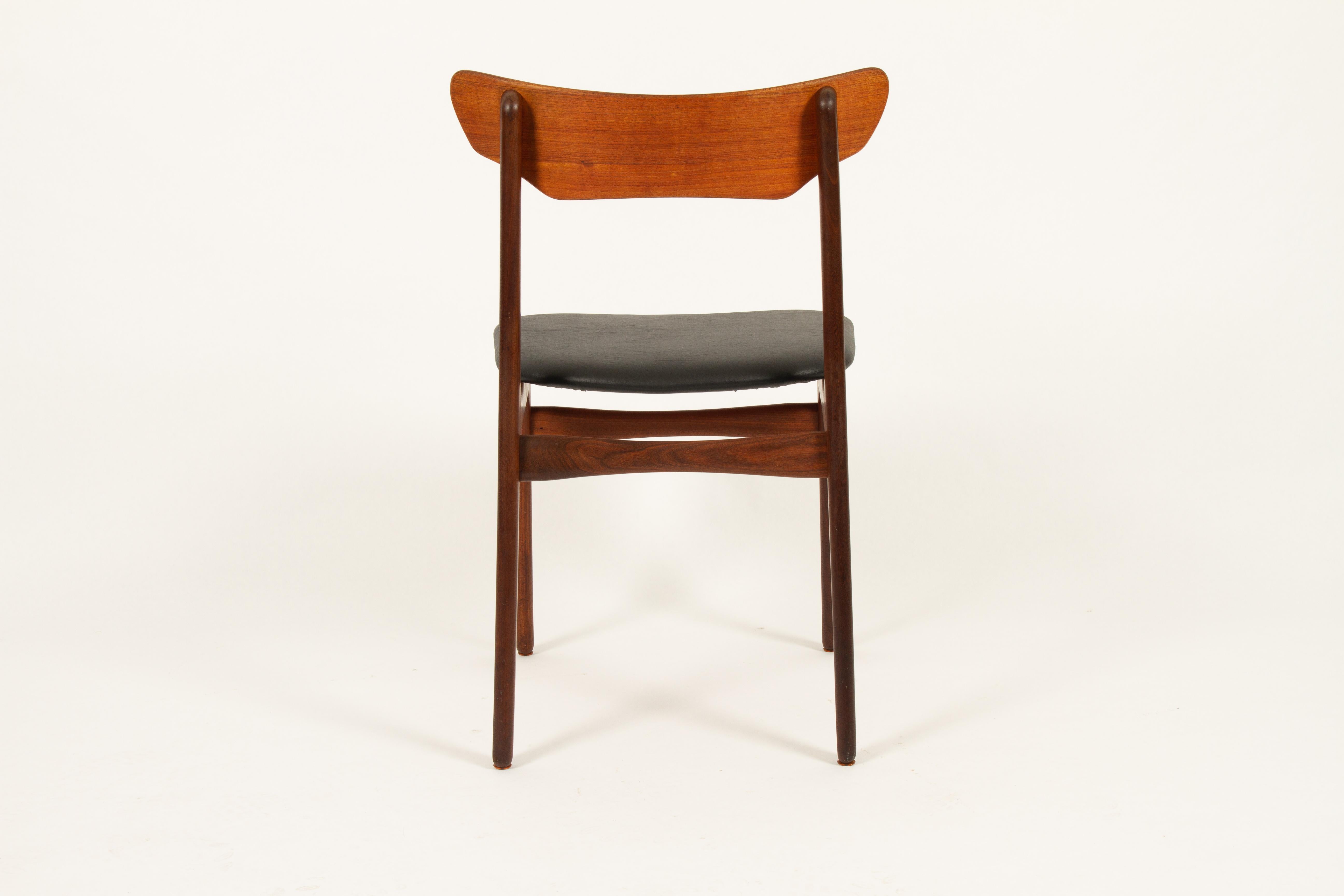 Faux Leather Danish Teak Dining Chairs from Schiønning & Elgaard 1960s, Set of 9