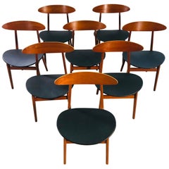 Sedie da pranzo danesi in teak modello 402 di Vilhelm Wohlert per Soborg, set di 8 pezzi