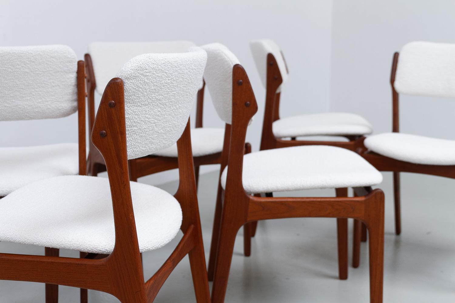 Sedie da pranzo danesi in teak OD49 di Erik Buch per Oddense, anni '60. Set di 6 pezzi. In condizioni buone in vendita a Asaa, DK