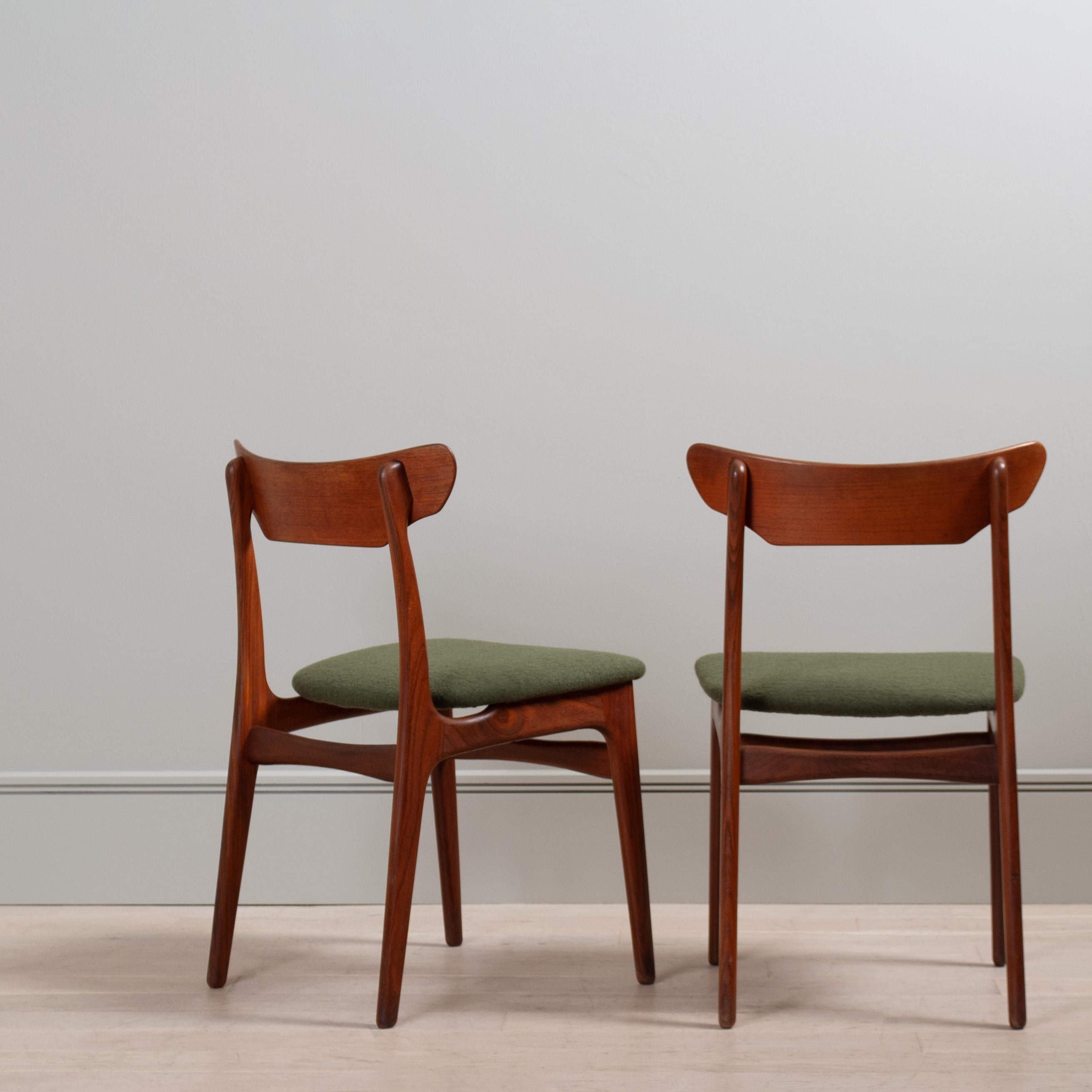 Wool Danish Teak Dining Chairs, Randers, 1960 For Sale