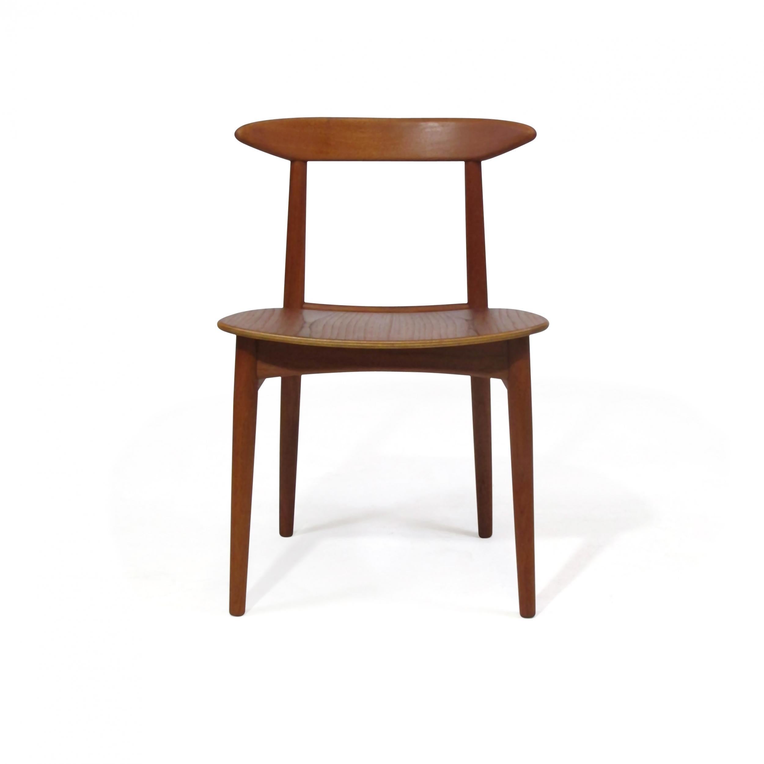 Scandinavian Modern Danish Teak Dining Chairs with Wooden Seats For Sale