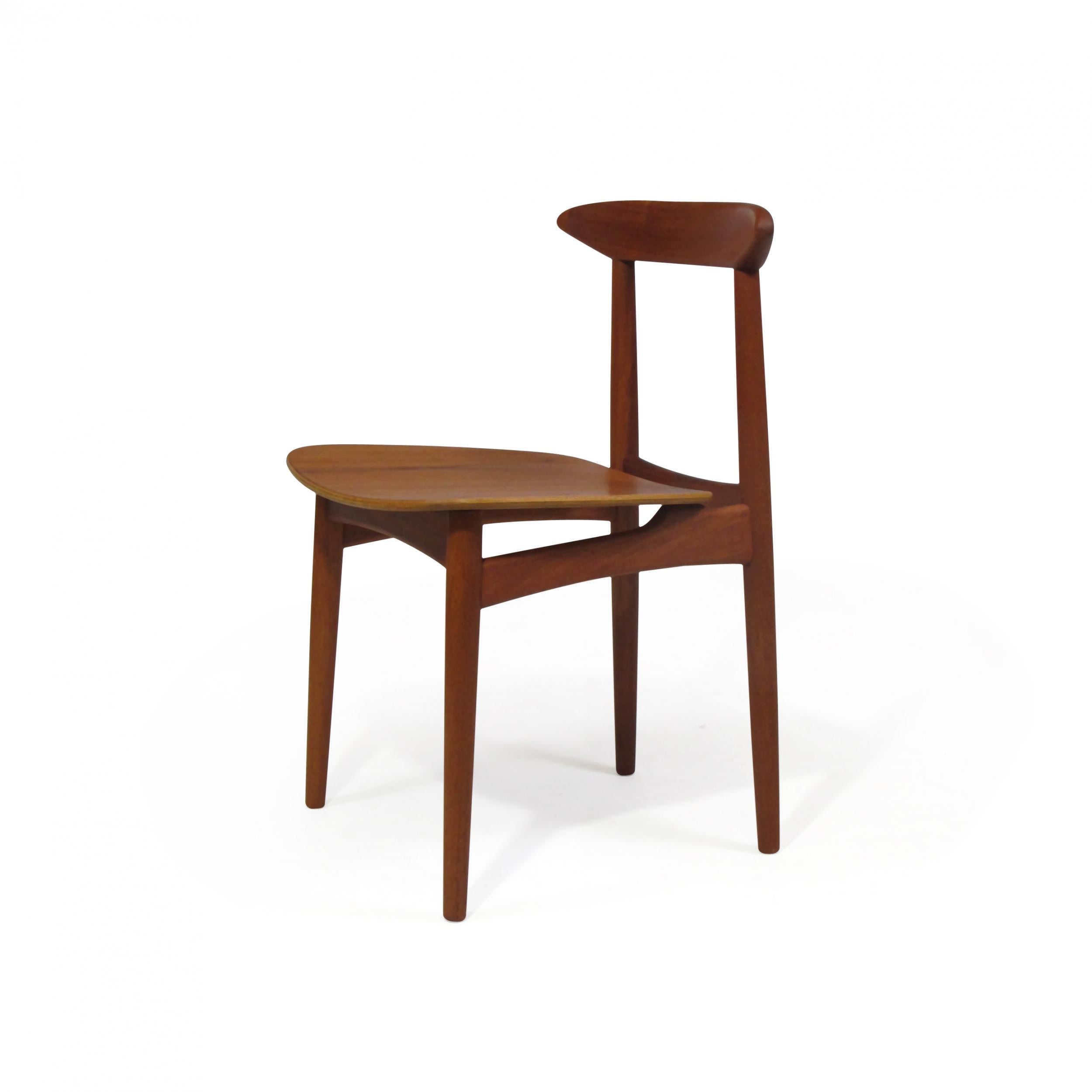 Oiled Danish Teak Dining Chairs with Wooden Seats For Sale
