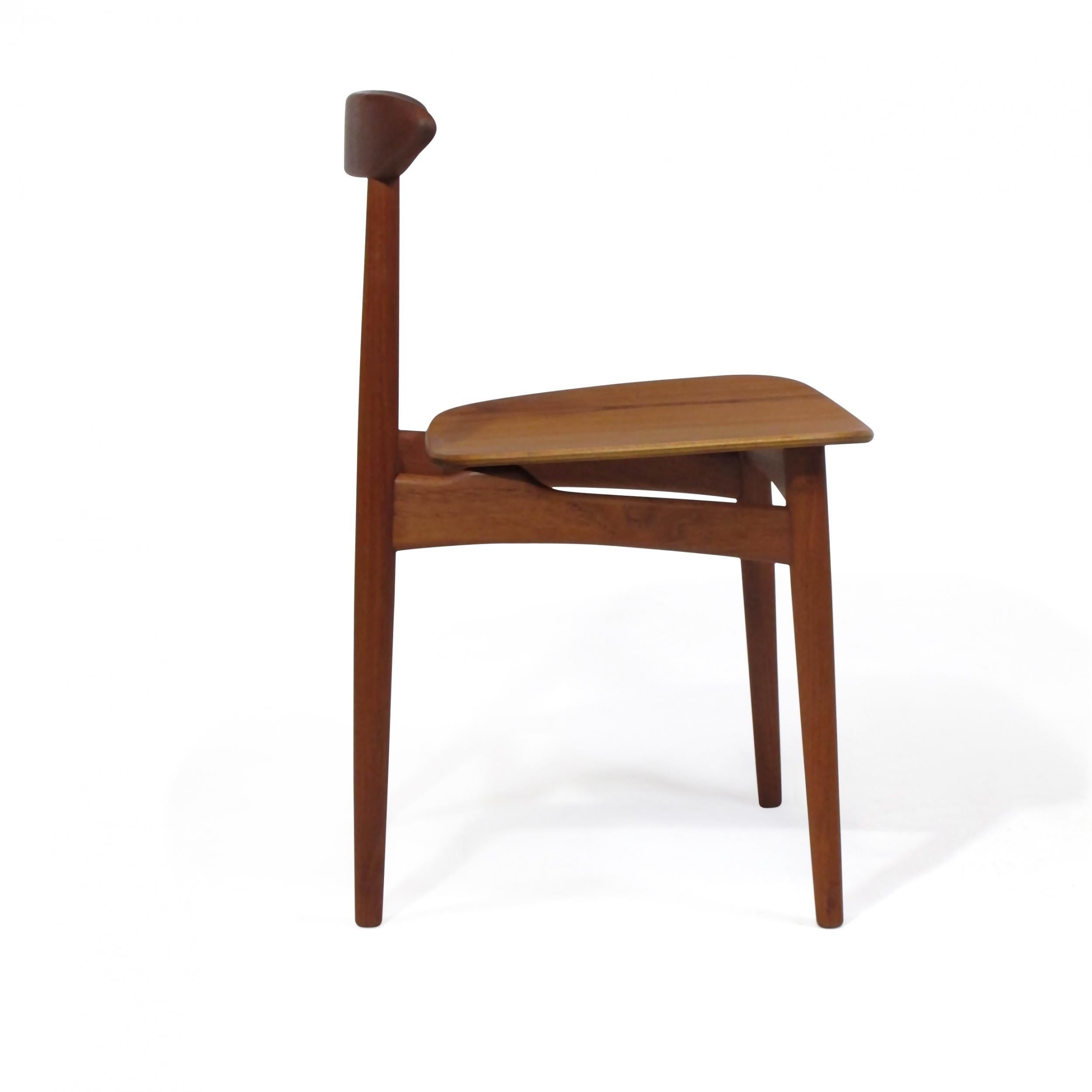 20th Century Danish Teak Dining Chairs with Wooden Seats For Sale