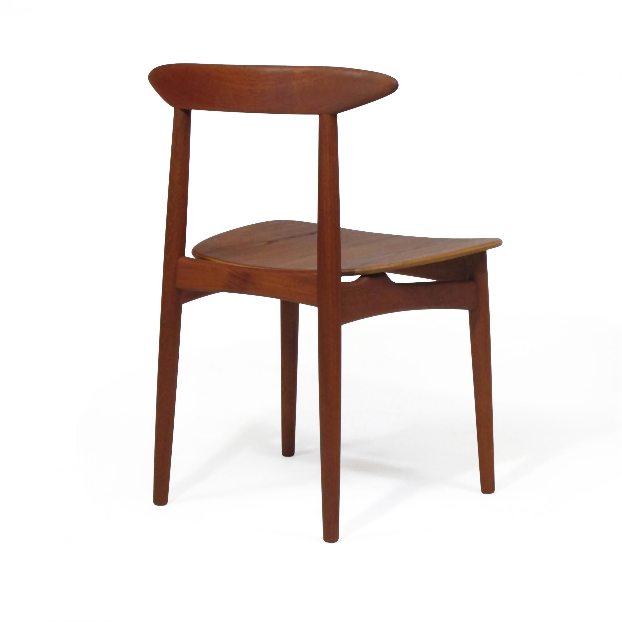 Danish Teak Dining Chairs with Wooden Seats For Sale 1