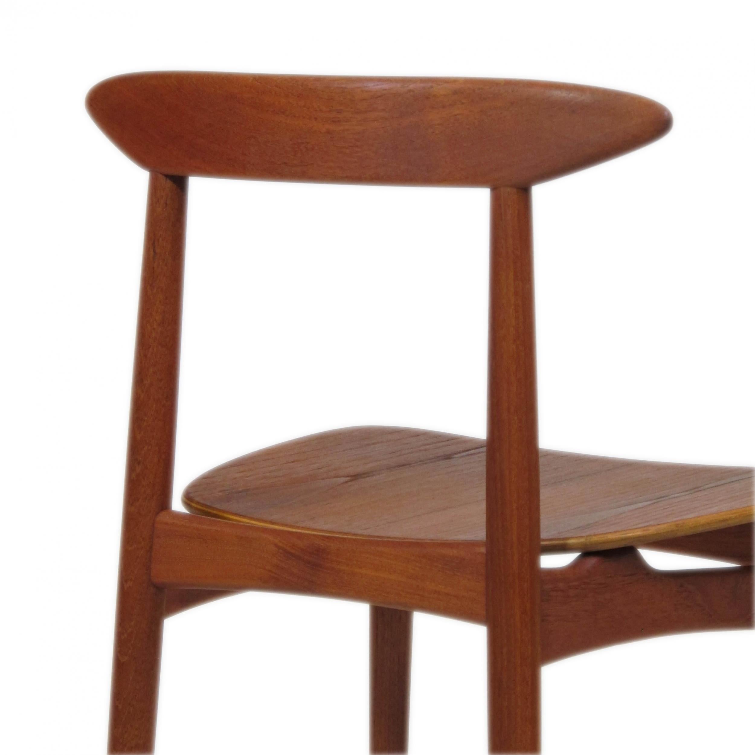 Danish Teak Dining Chairs with Wooden Seats For Sale 2