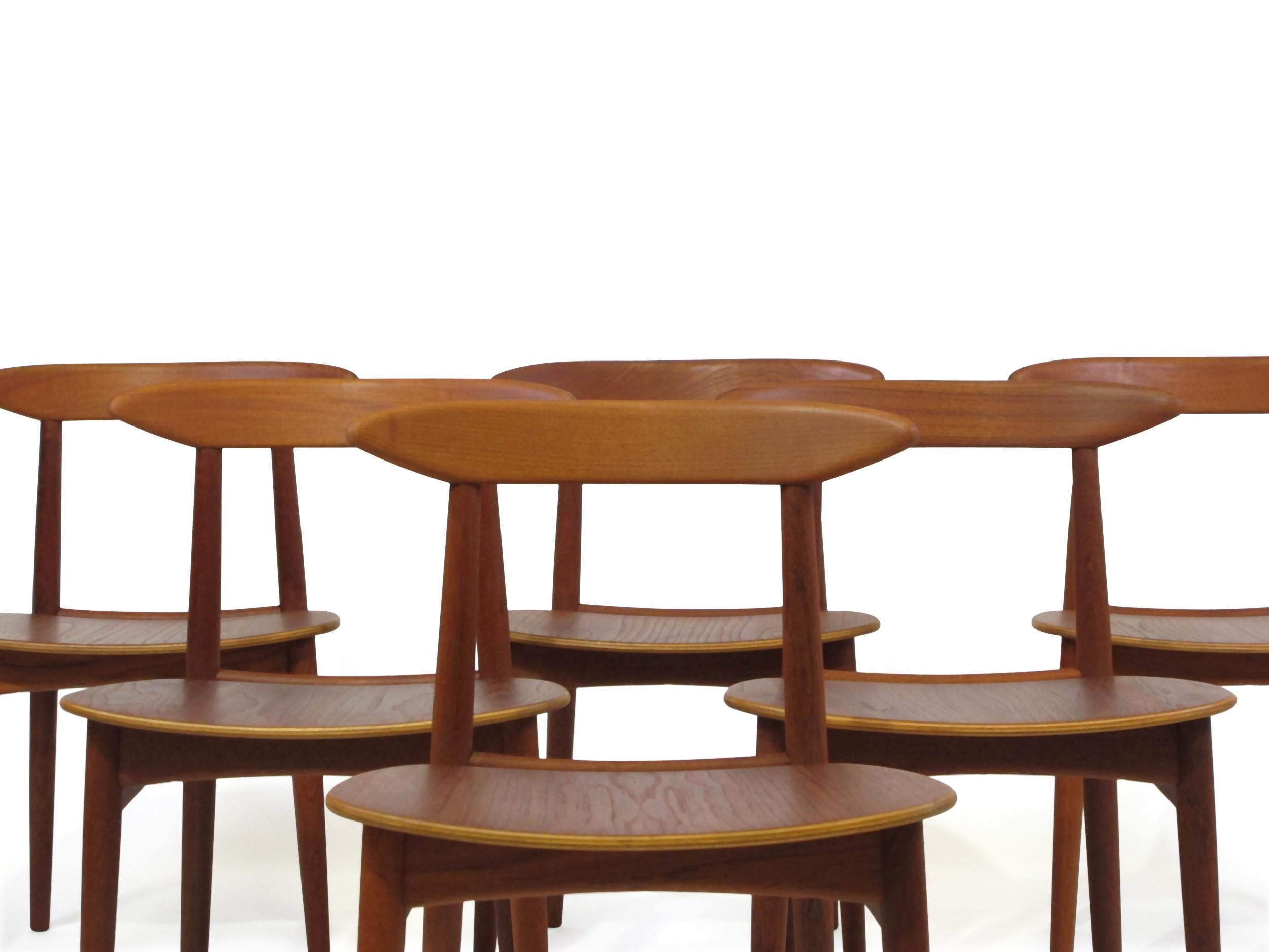 Danish Teak Dining Chairs with Wooden Seats For Sale 3