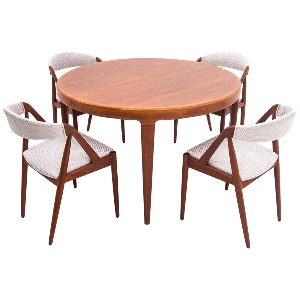 Danish Teak Dining Room Set with Johannes Andersen Table with Model 31, Chairs