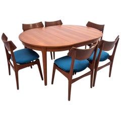 Danish Teak Dining Room Table Set with Chairs