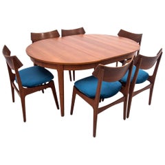 Danish Teak Dining Room Table Set with Chairs