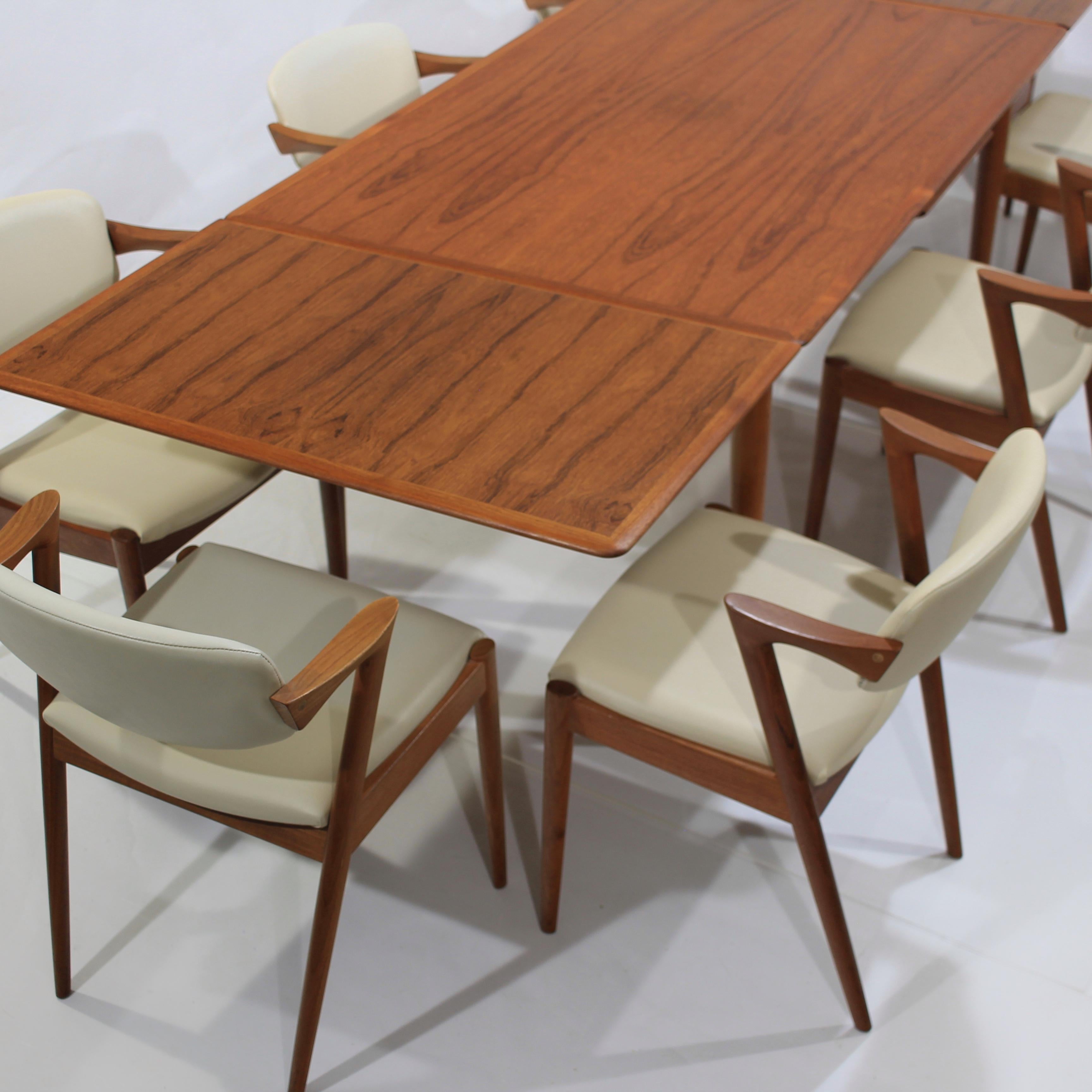Oiled Danish Teak Dining Set 8 Kai Kristiansen Model 42 Chairs & Moreddi Dining Table