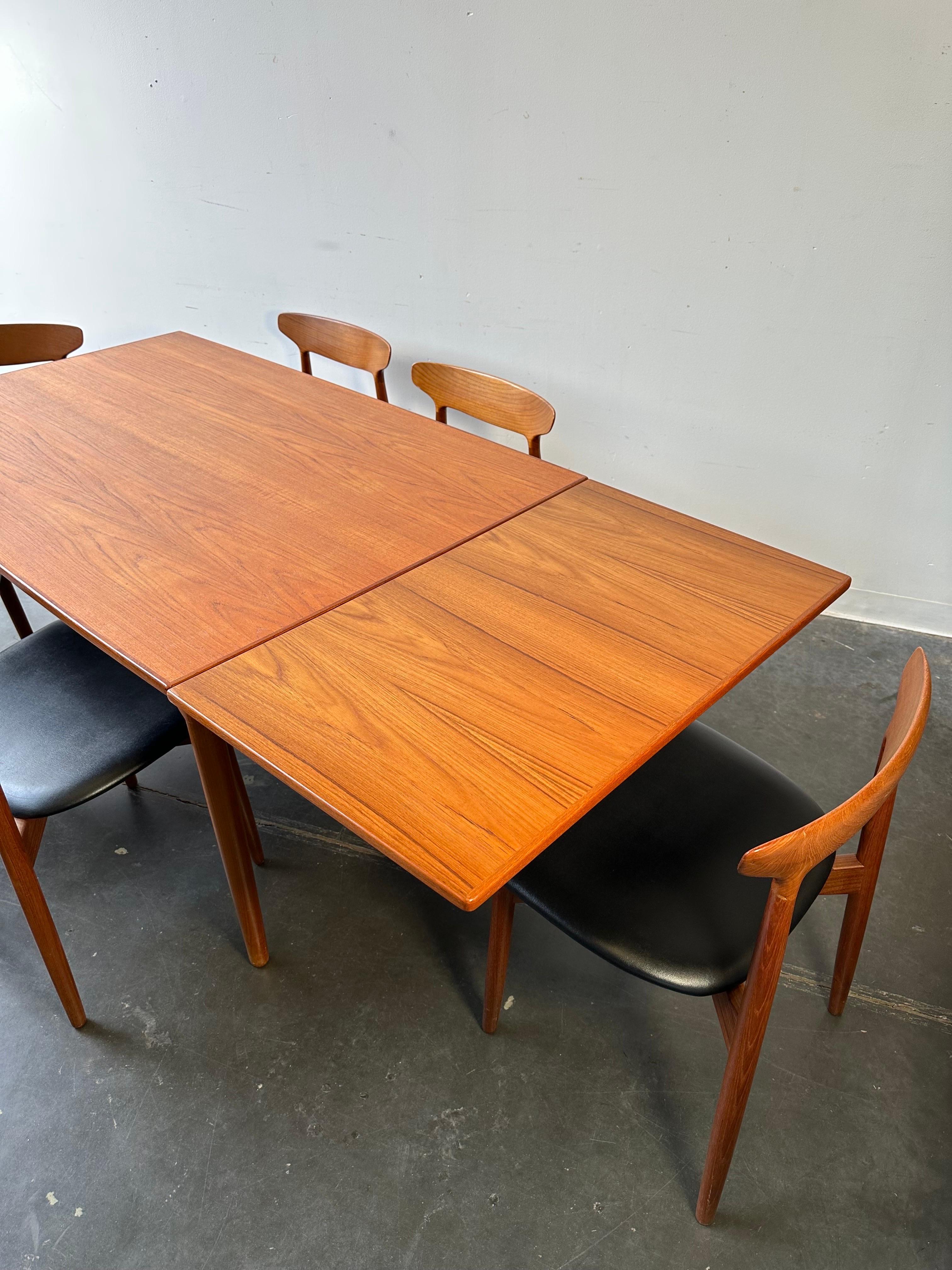 Scandinavian Modern Danish Teak Dining Table and Chairs by Harry Ostergaard for Randers Mobelfabrik