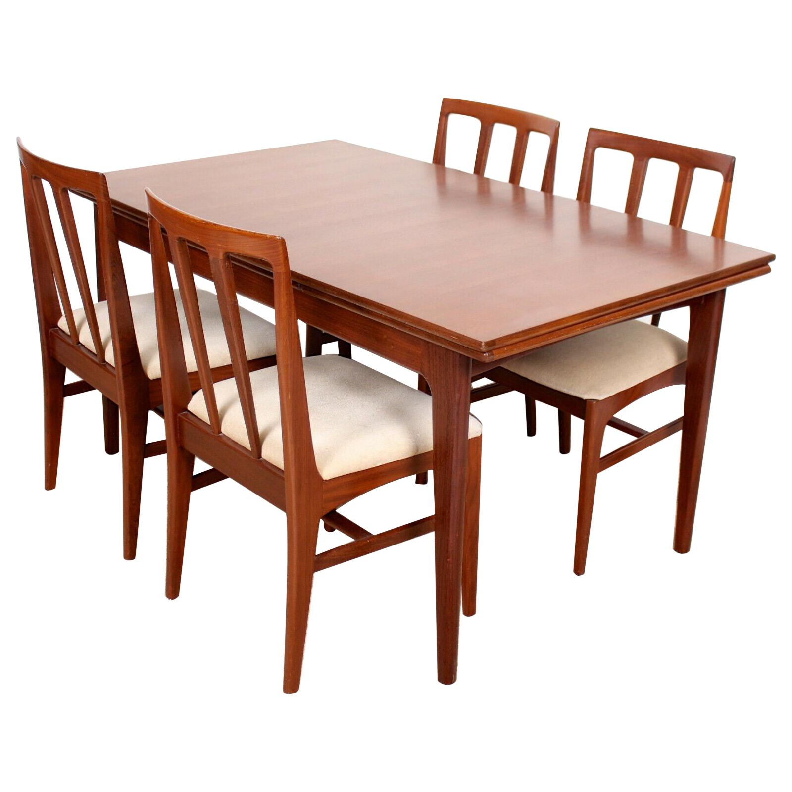 Danish Teak Dining Table and Chairs Mid-Century Modern 4 Chairs