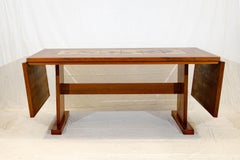 Danish Teak Dining Table with Tile Inserts and Two Extensions
