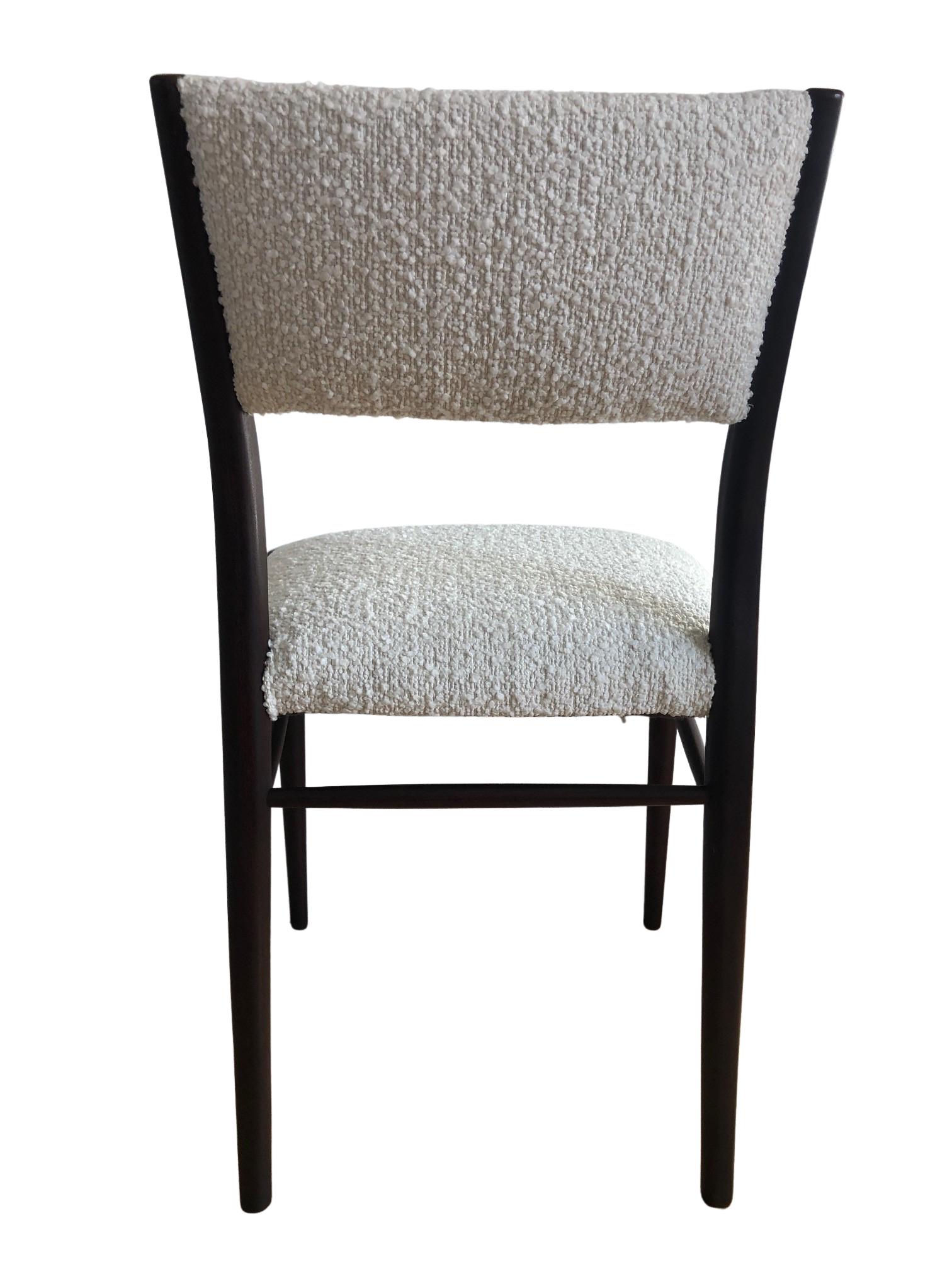 Danish Teak Dinning Chairs in White Boucle, 1960s, Set of Four 2